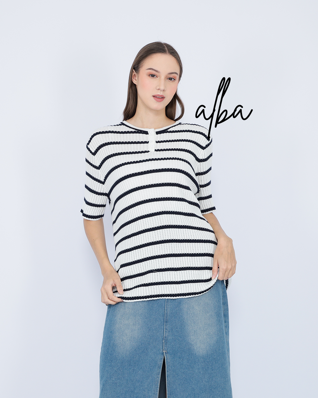 Alba Stripe Knit Top – Soft Casual Tee