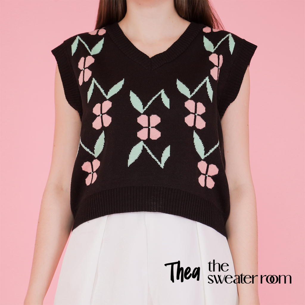 Thea Floral Knit Vest – Sweet Retro Top