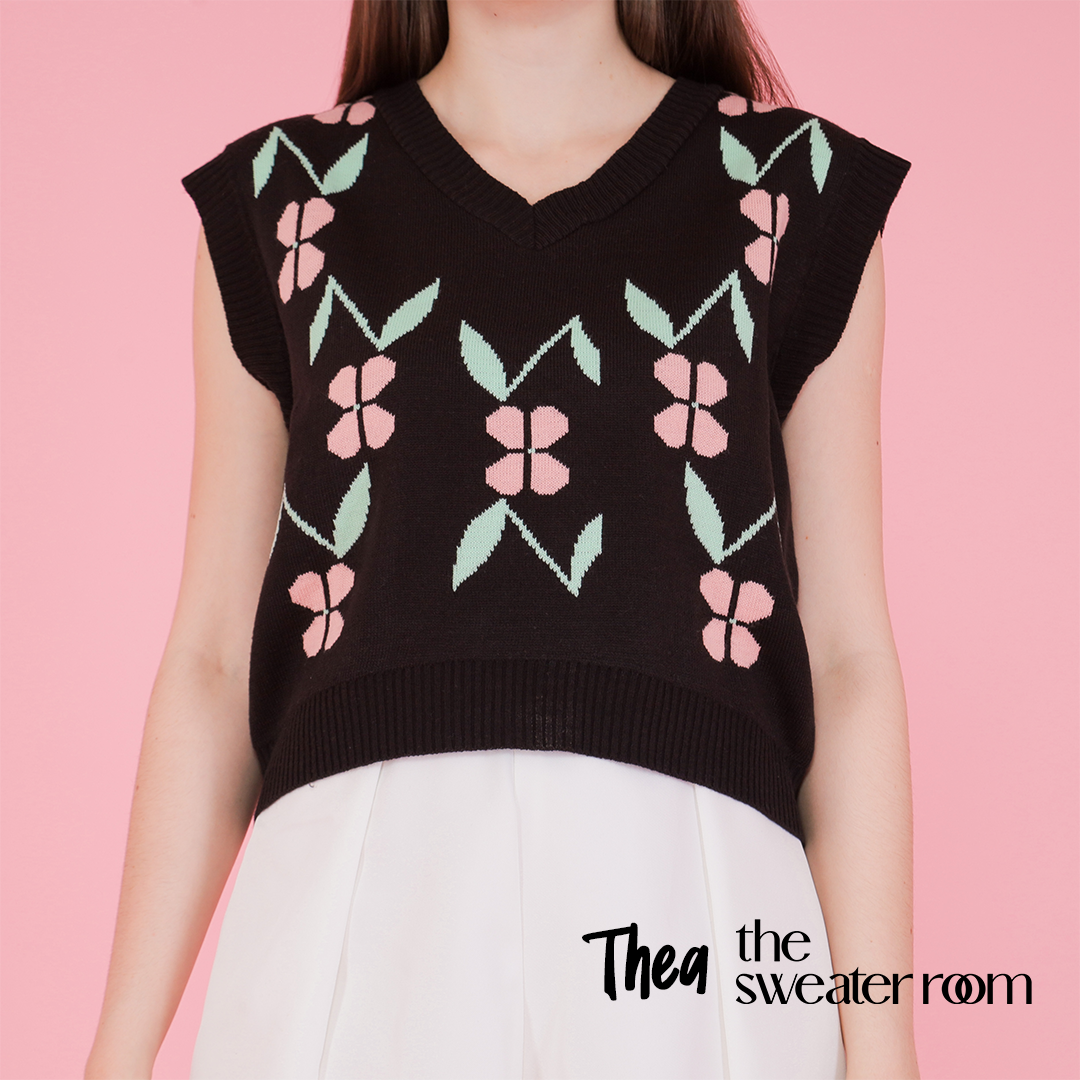 Thea Floral Knit Vest – Sweet Retro Top
