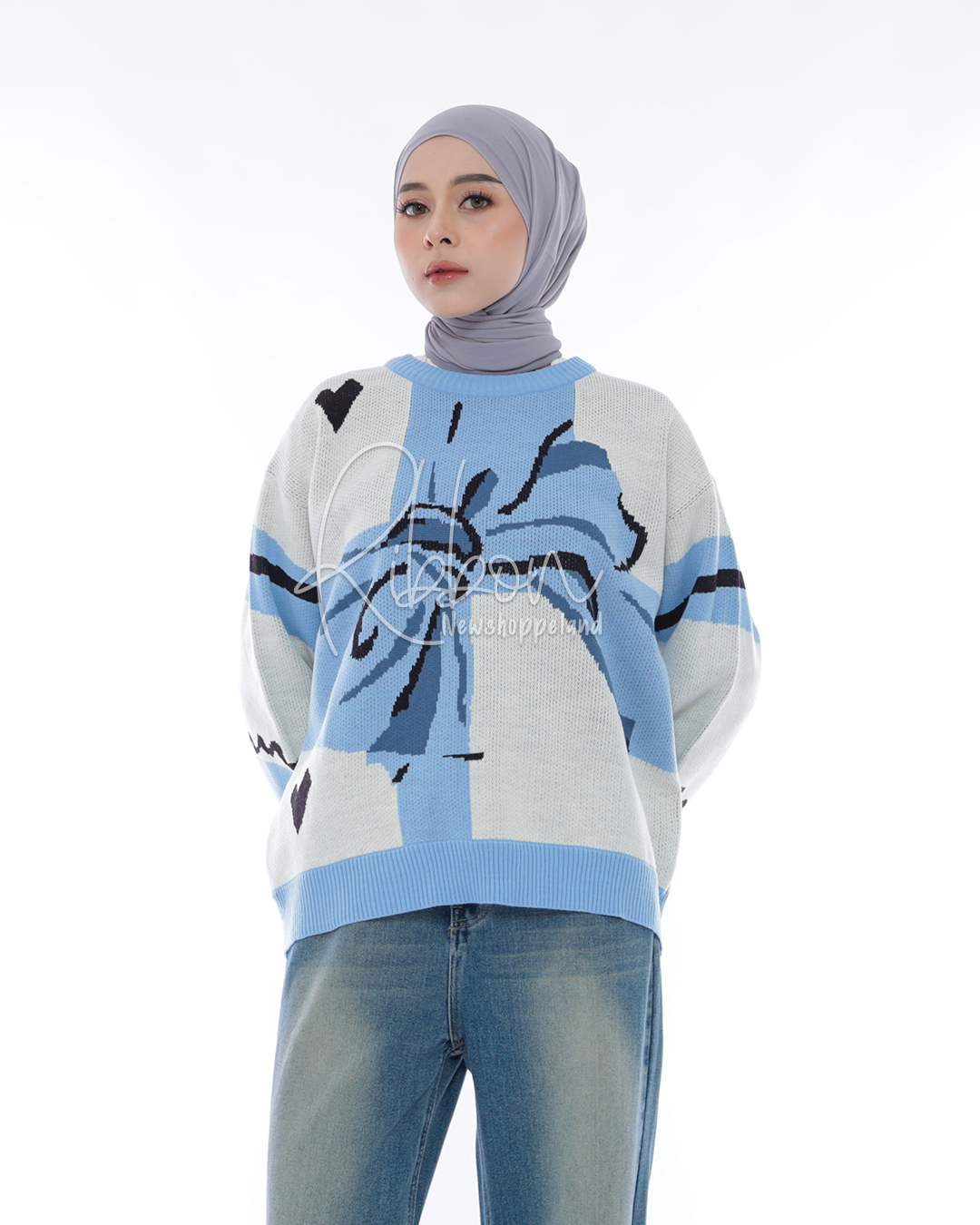 Ribbon Sweater Oversize Knit Premium