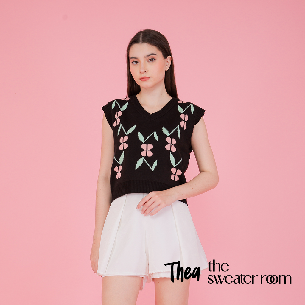 Thea Floral Knit Vest – Sweet Retro Top