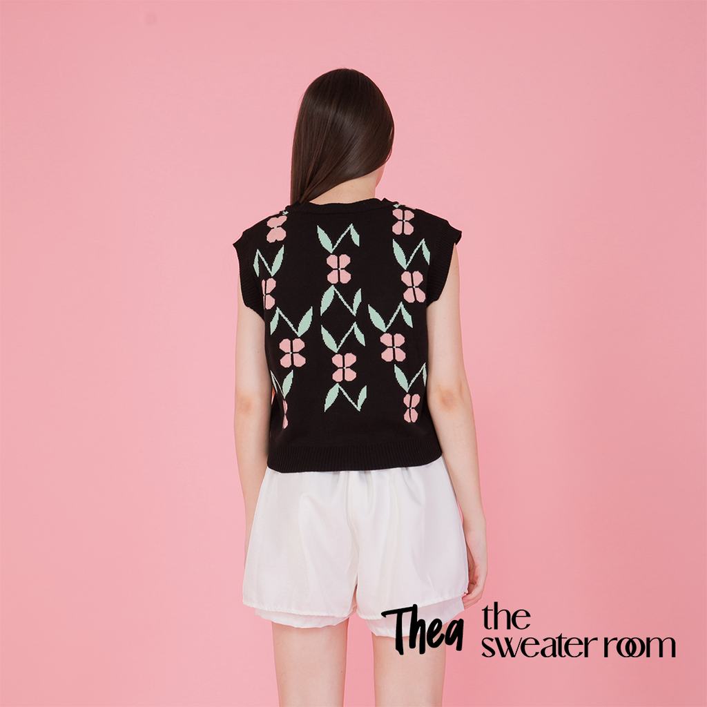 Thea Floral Knit Vest – Sweet Retro Top