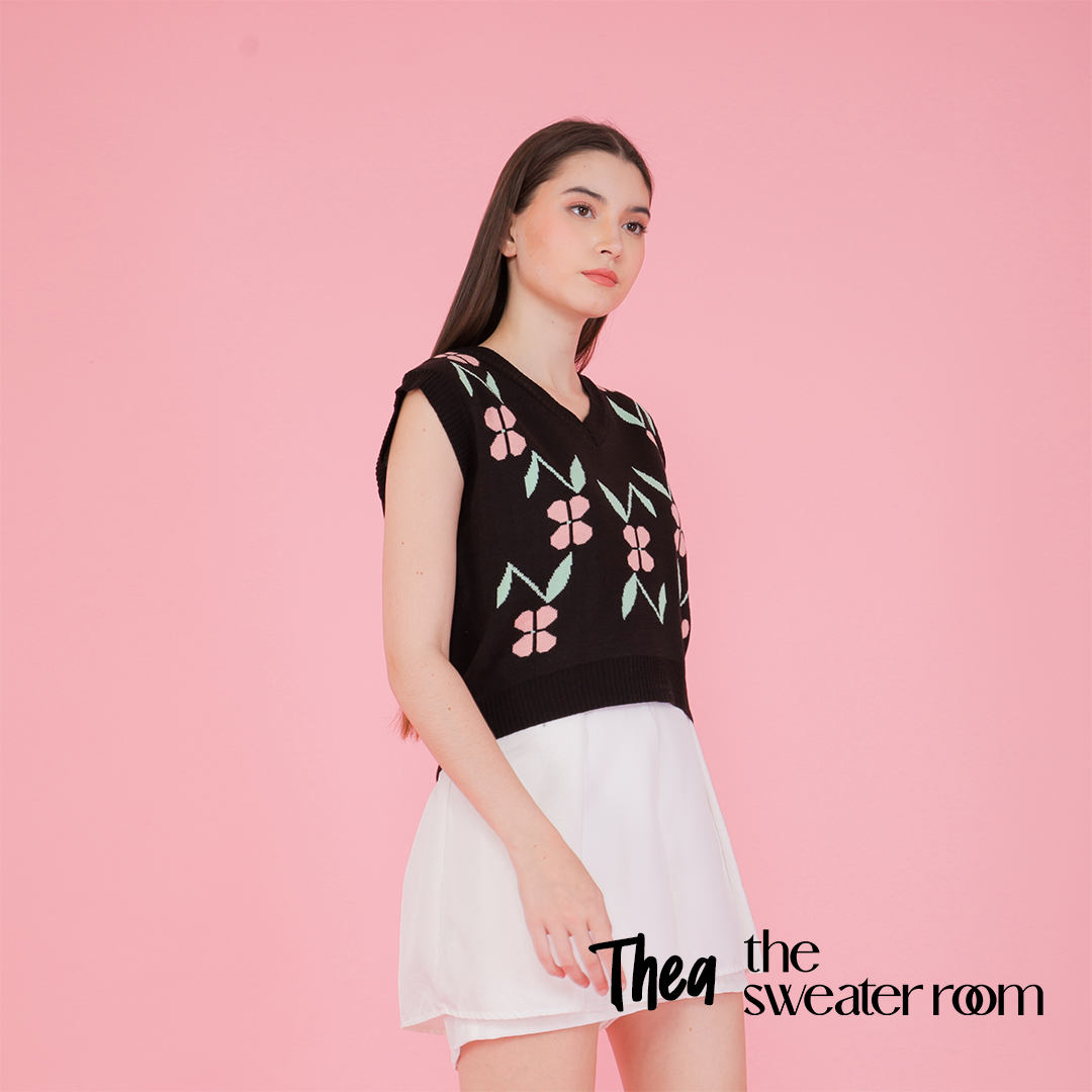 Thea Floral Knit Vest – Sweet Retro Top