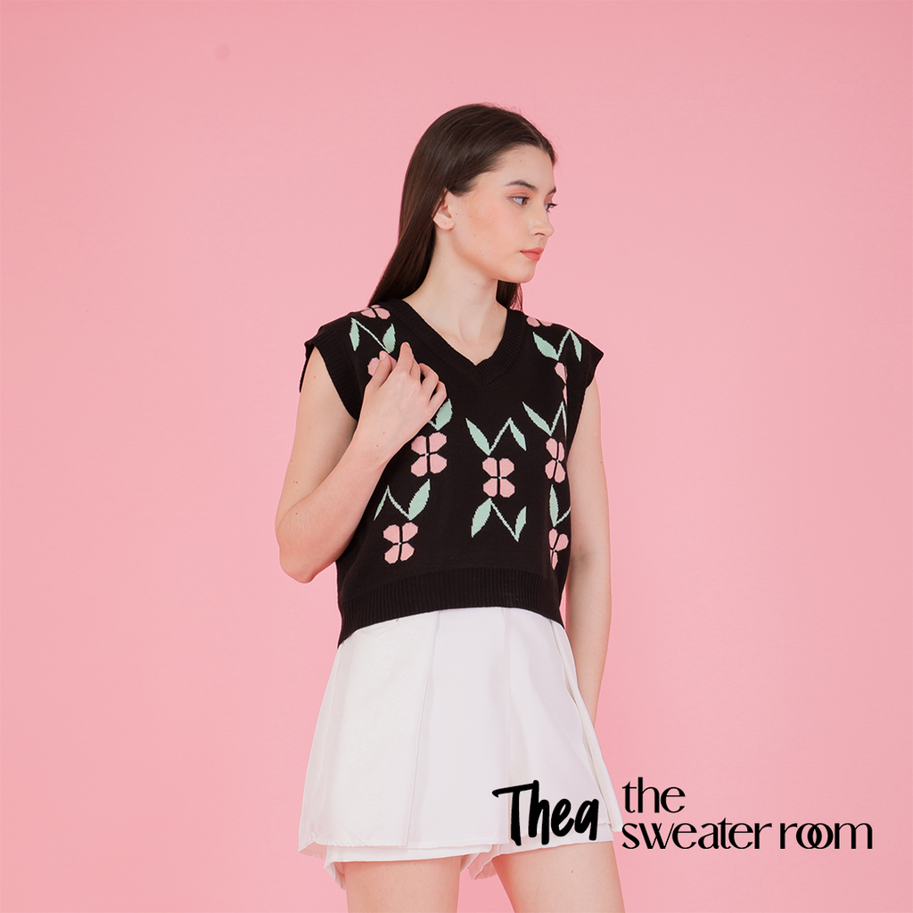 Thea Floral Knit Vest – Sweet Retro Top