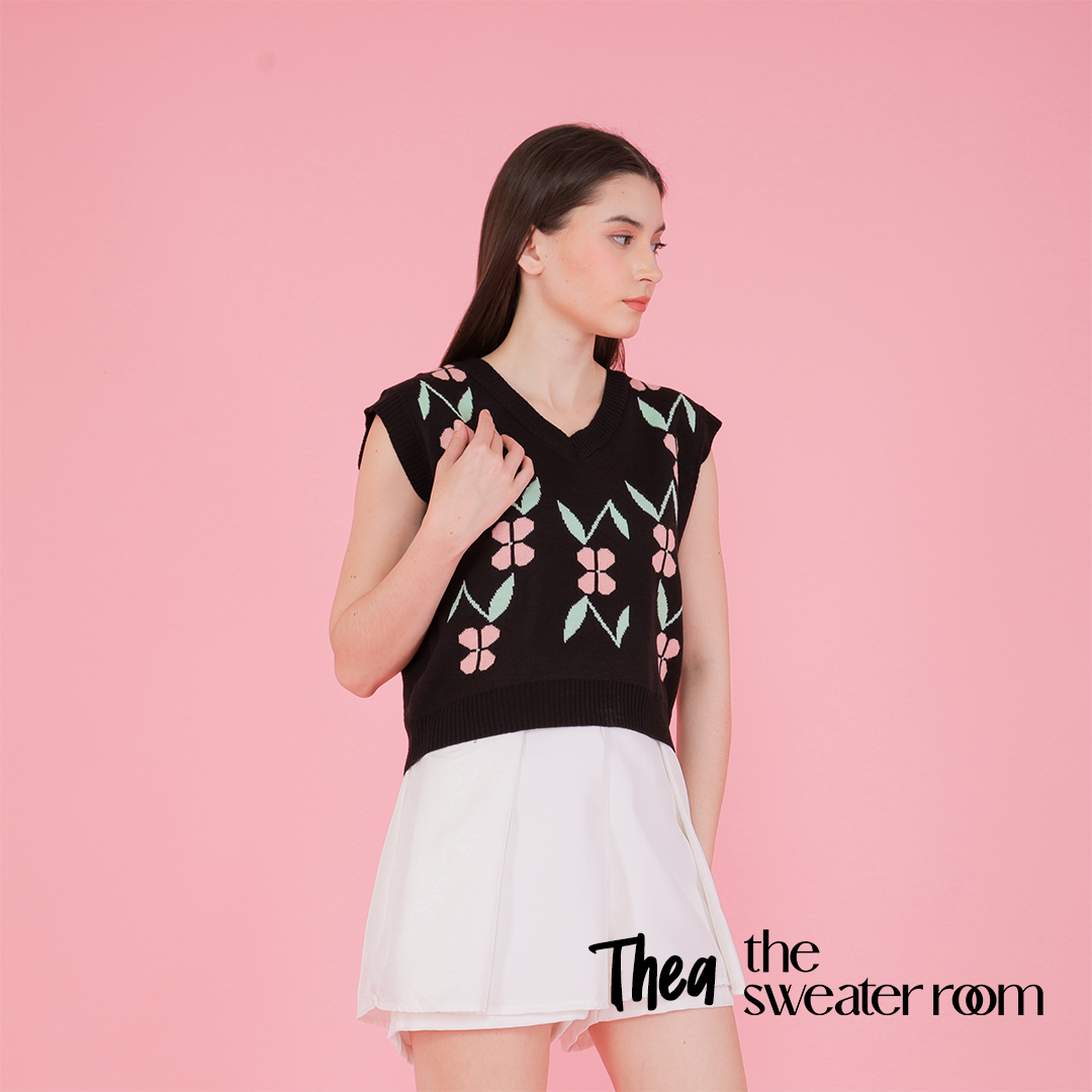 Thea Floral Knit Vest – Sweet Retro Top