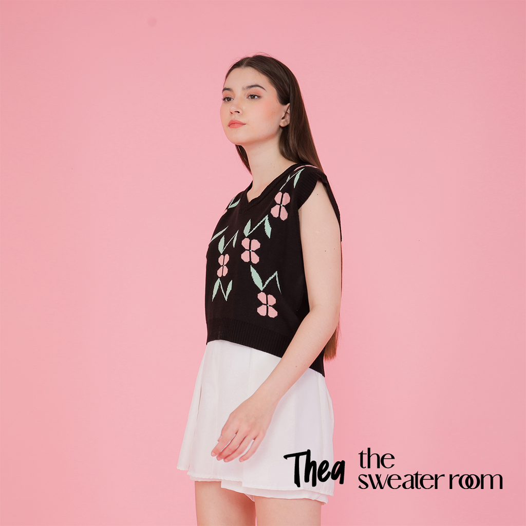 Thea Floral Knit Vest – Sweet Retro Top