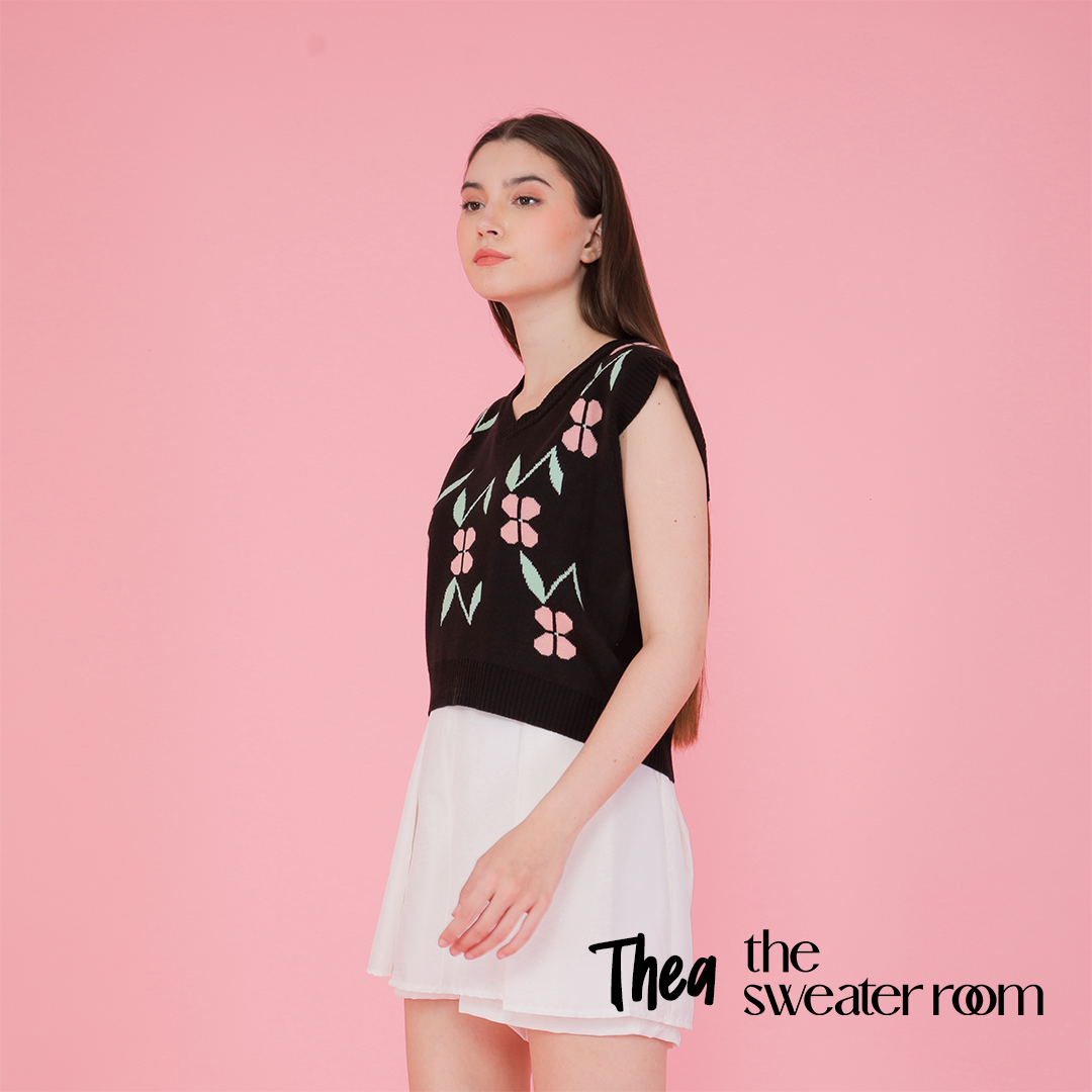 Thea Floral Knit Vest – Sweet Retro Top