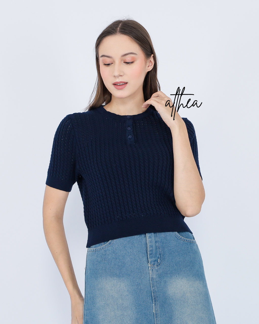 Althea Knit Button Top – Elegant Basic Tee