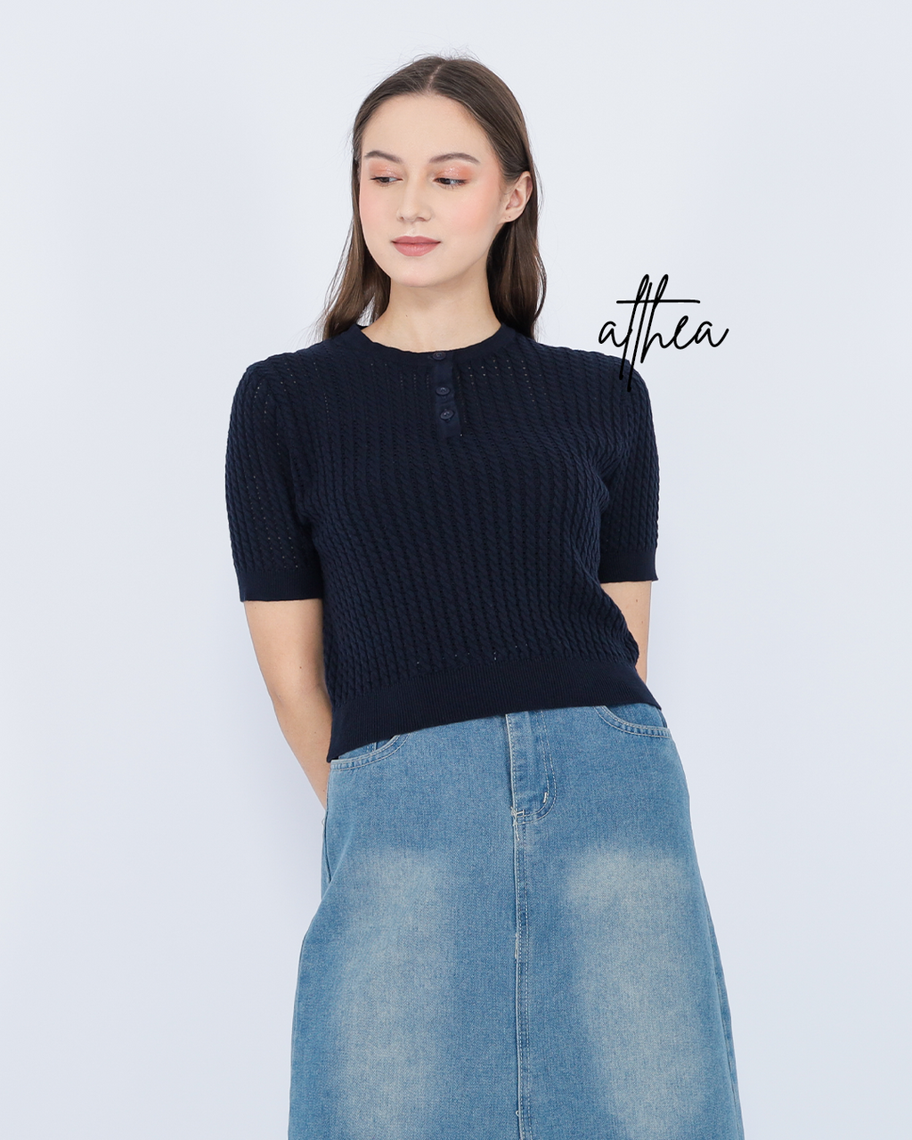 Althea Knit Button Top – Elegant Basic Tee