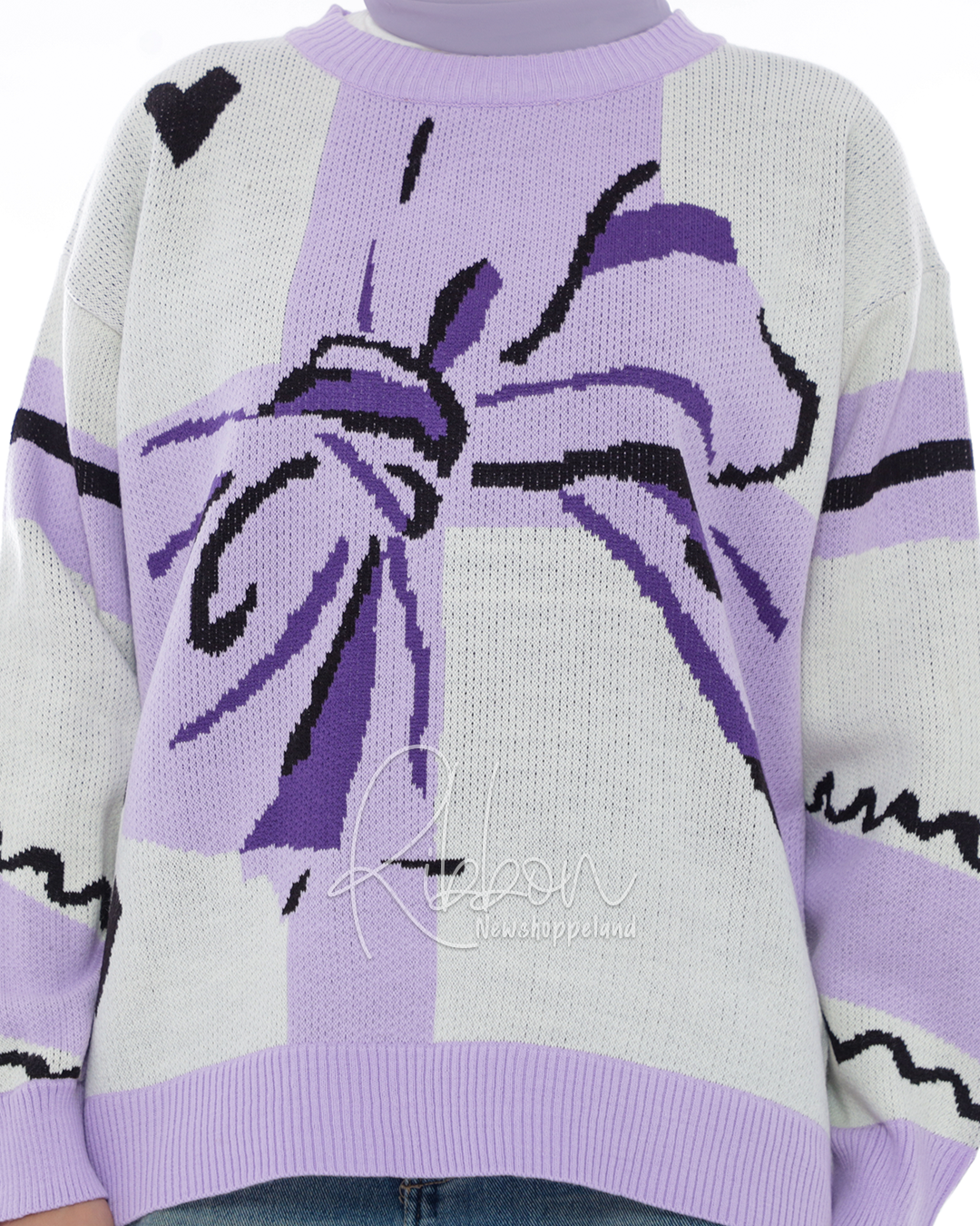 Ribbon Sweater Oversize Knit Premium