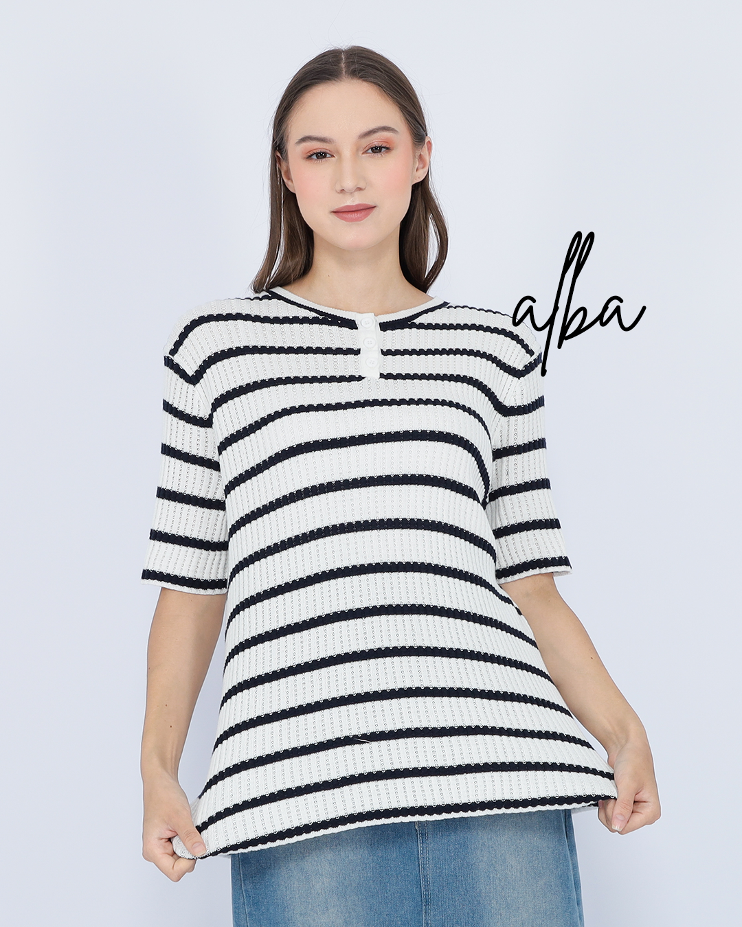 Alba Stripe Knit Top – Soft Casual Tee
