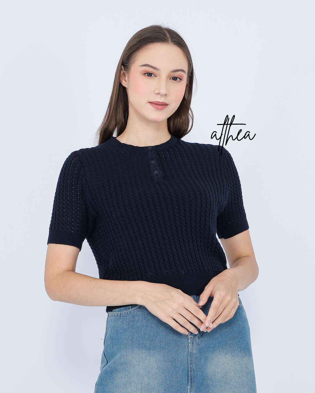 Althea Knit Button Top – Elegant Basic Tee