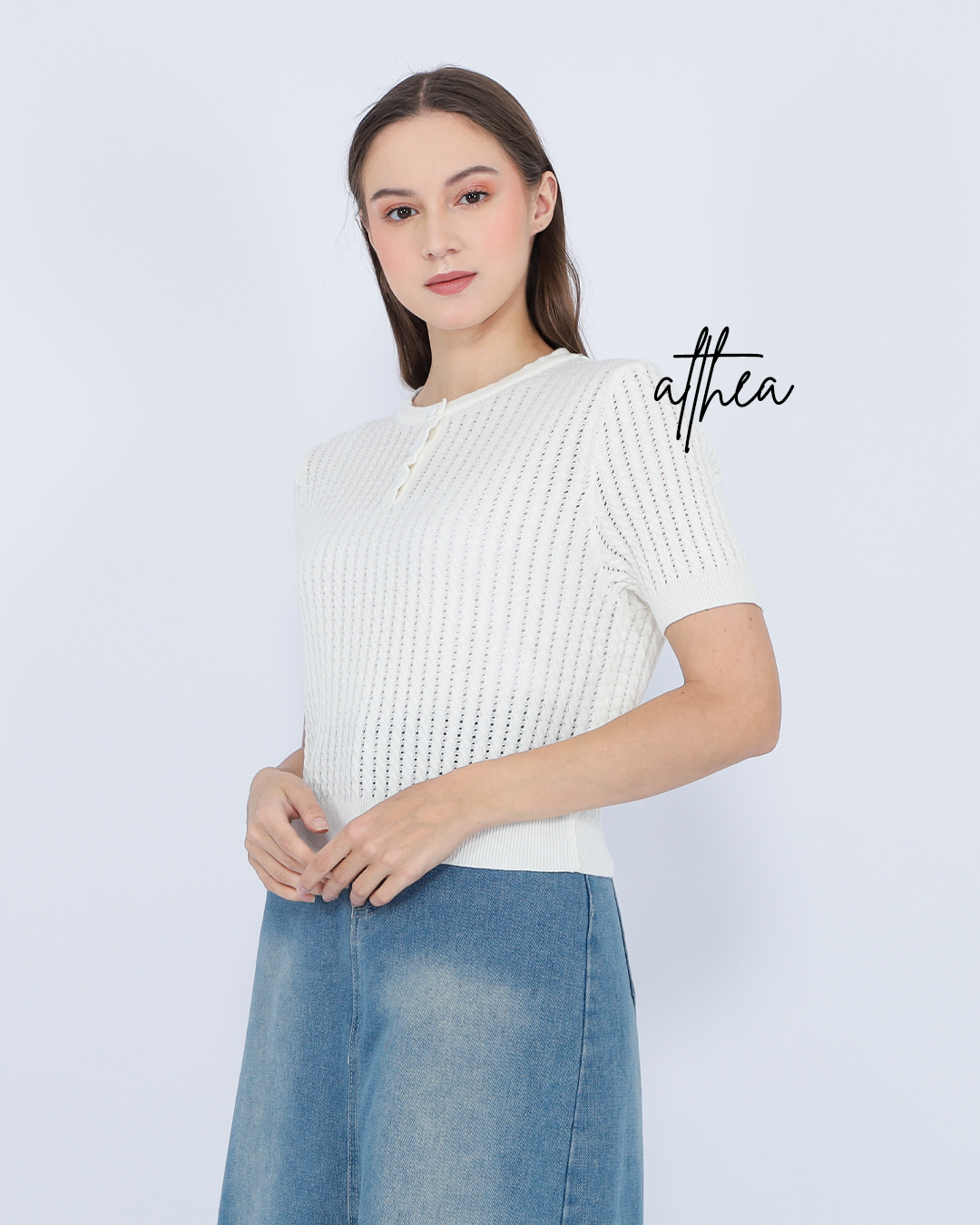 Althea Knit Button Top – Elegant Basic Tee
