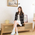 Nathan Grid Line Oversize Knit Cardigan Premium Korean Style