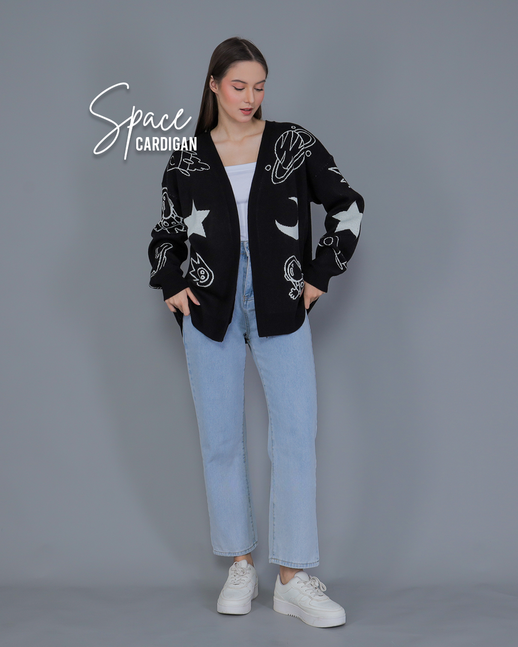 Space Buttonless Oversize Knit Cardigan