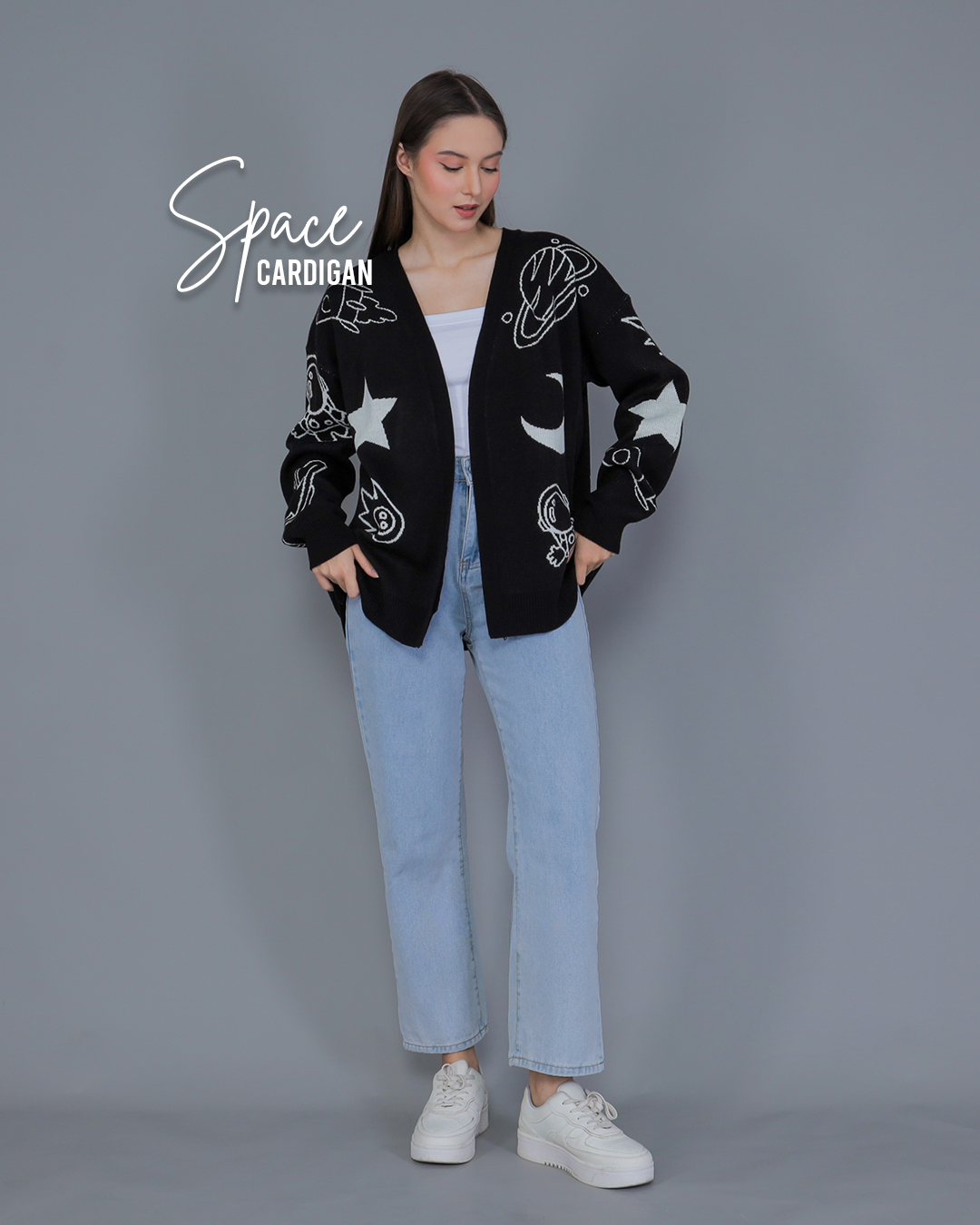 Space Buttonless Oversize Knit Cardigan