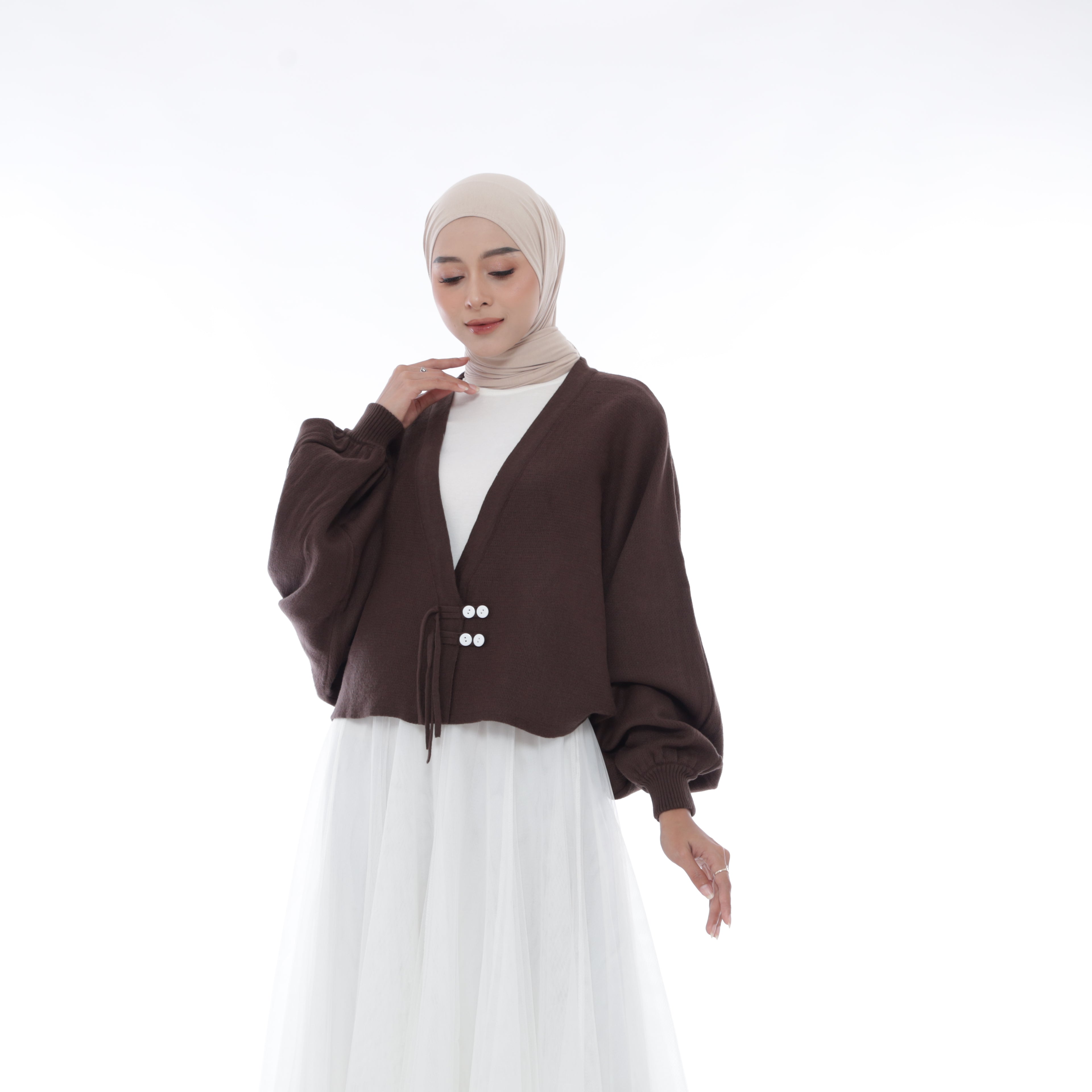 Yuki Cropped Oversized Batwing Knit Cardigan