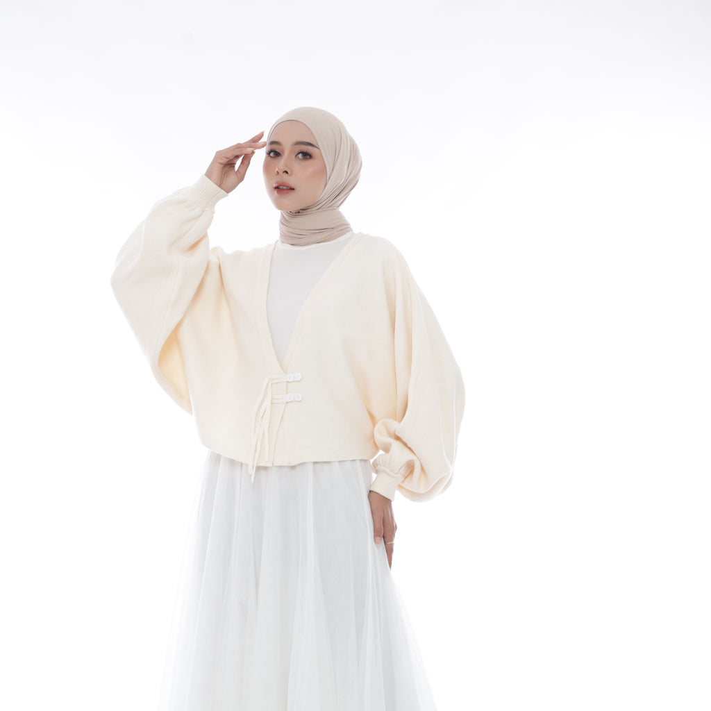 Yuki Cropped Oversized Batwing Knit Cardigan