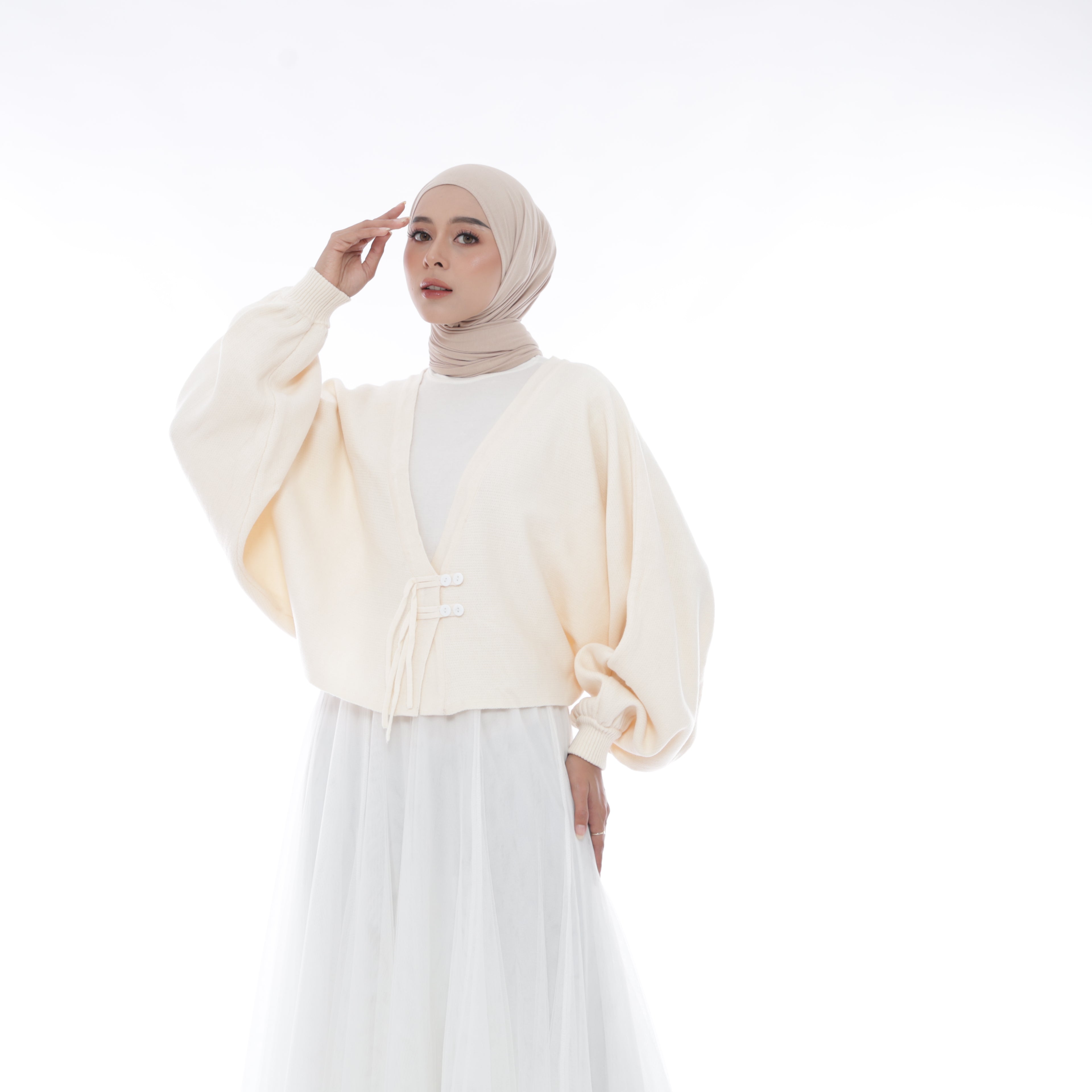 Yuki Cropped Oversized Batwing Knit Cardigan