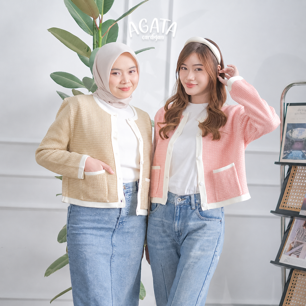 Agata Pocket Knit Crop Cardigan Premium Korean Style