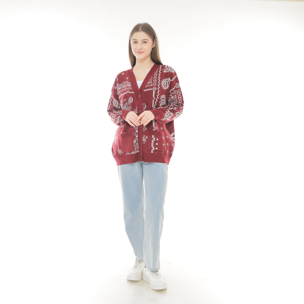 Aiden Paisley Patch Knit Cardigan Oversize Premium Unisex