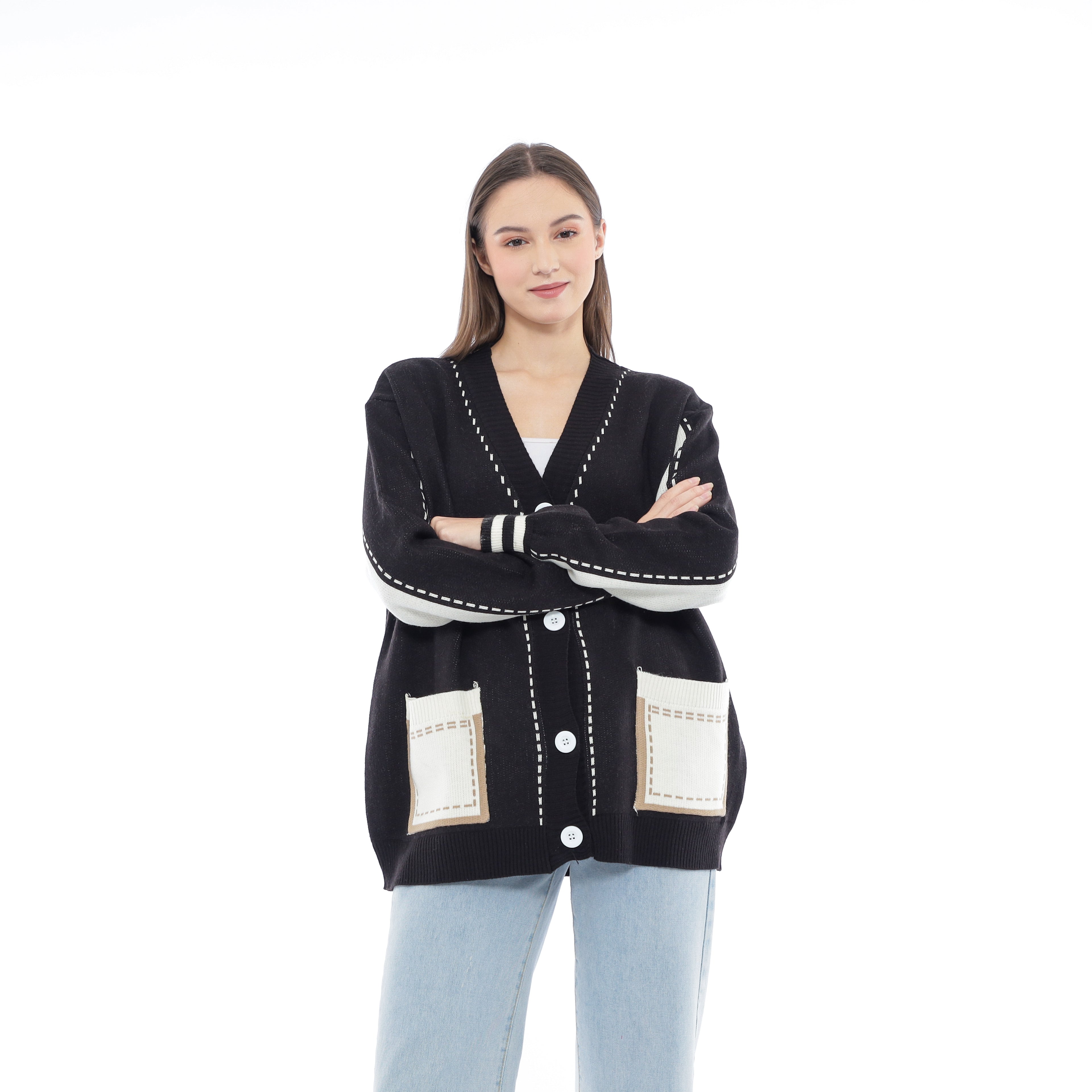 Ellodi Stitchline Oversized Knit Cardigan