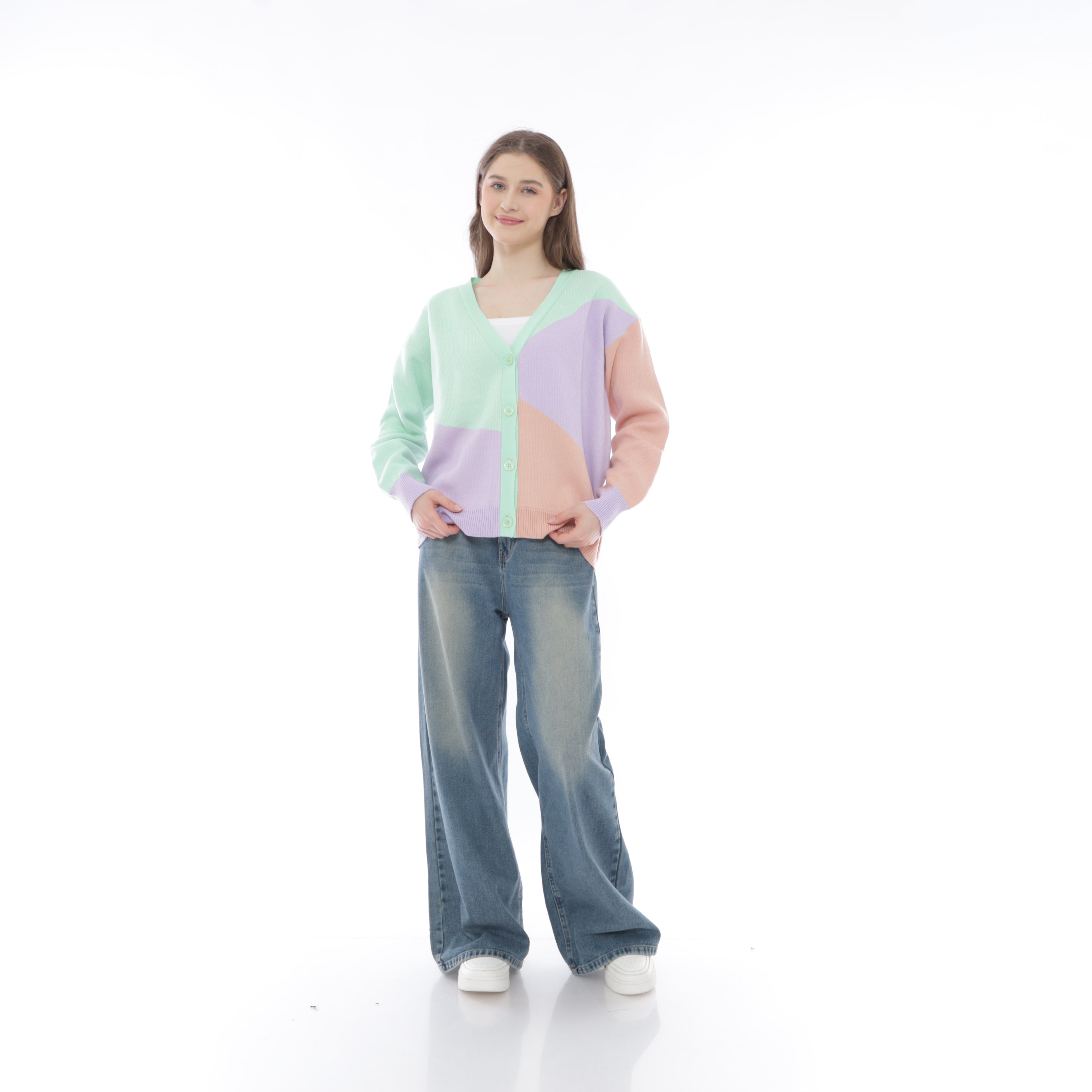 Aurora Cardigan Pastel Colorblock Knit Cardigan