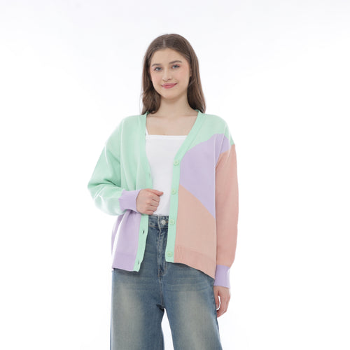 Aurora Cardigan Pastel Colorblock Knit Cardigan