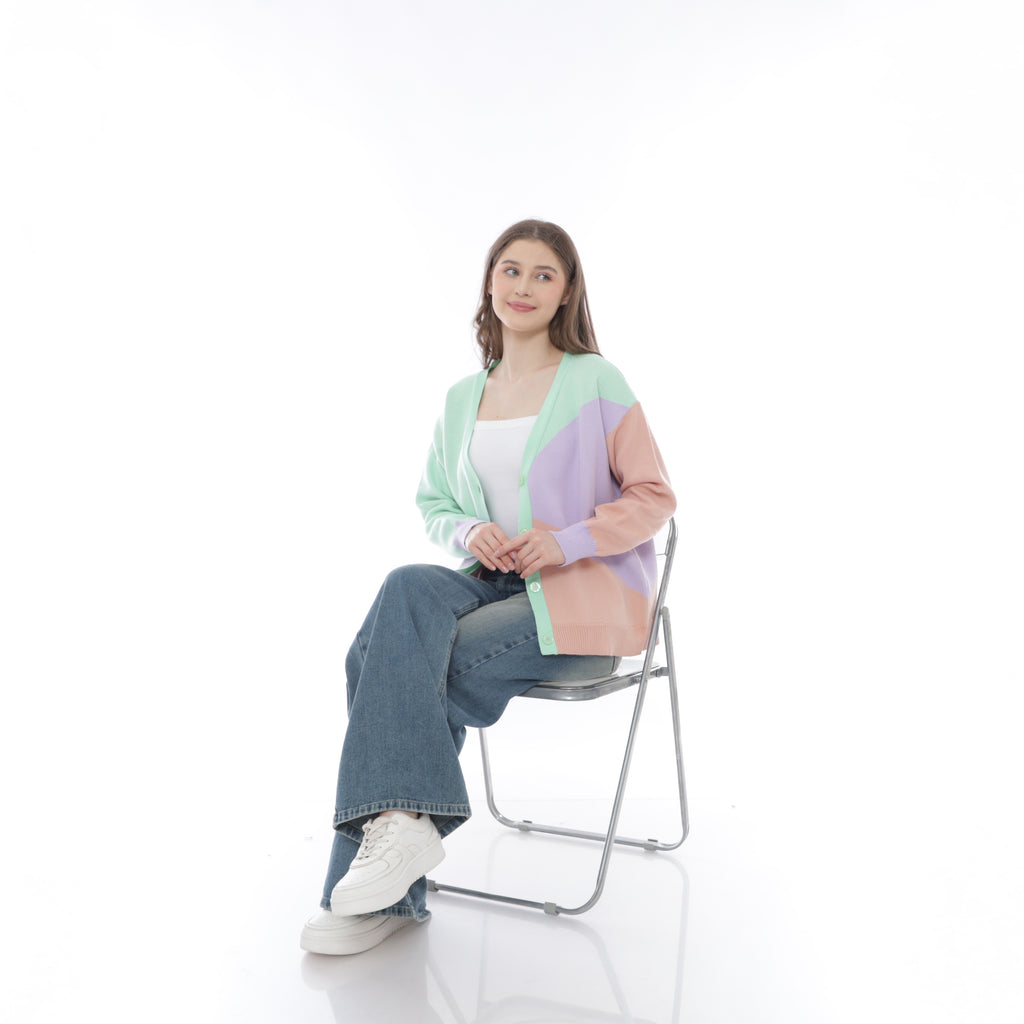 Aurora Cardigan Pastel Colorblock Knit Cardigan