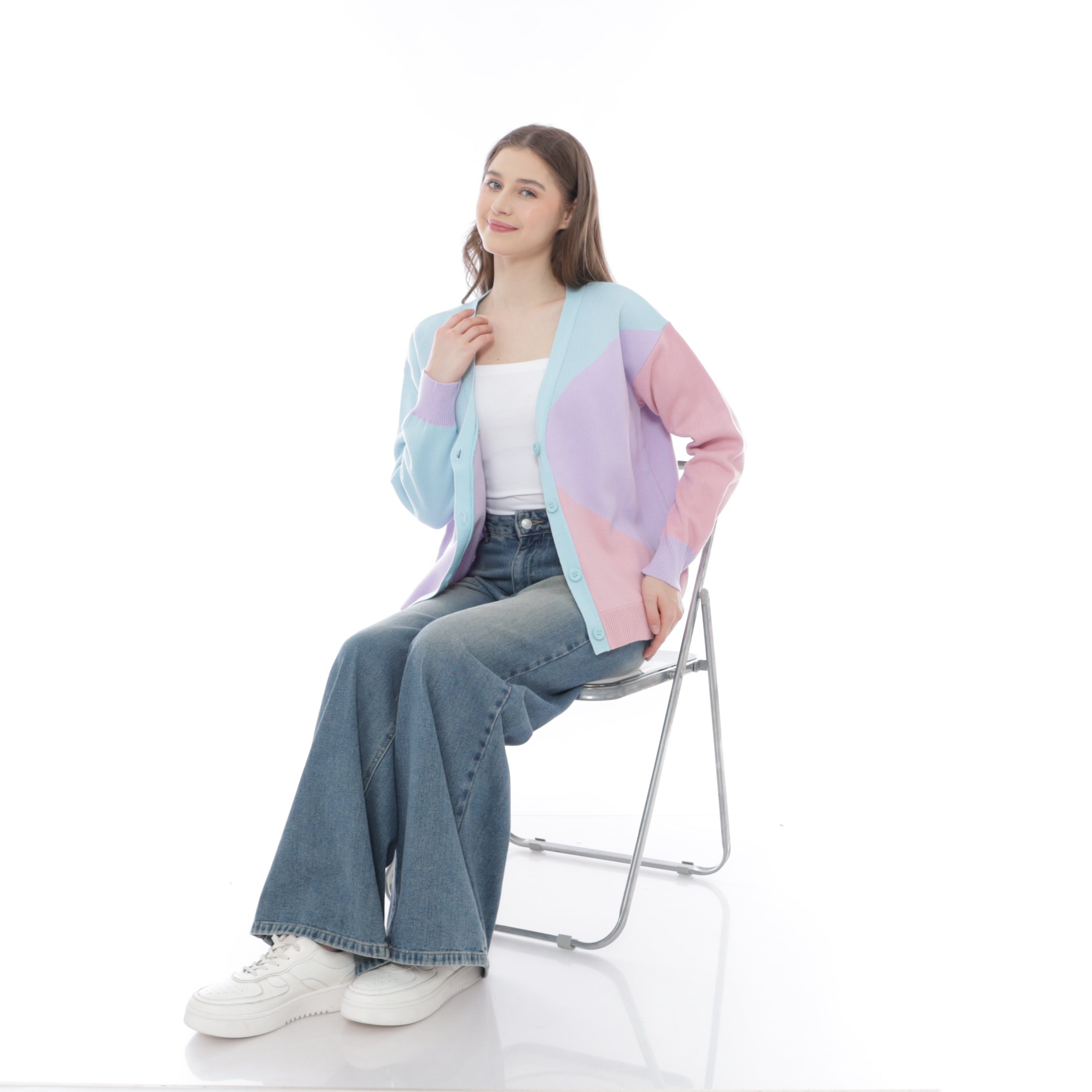Aurora Cardigan Pastel Colorblock Knit Cardigan