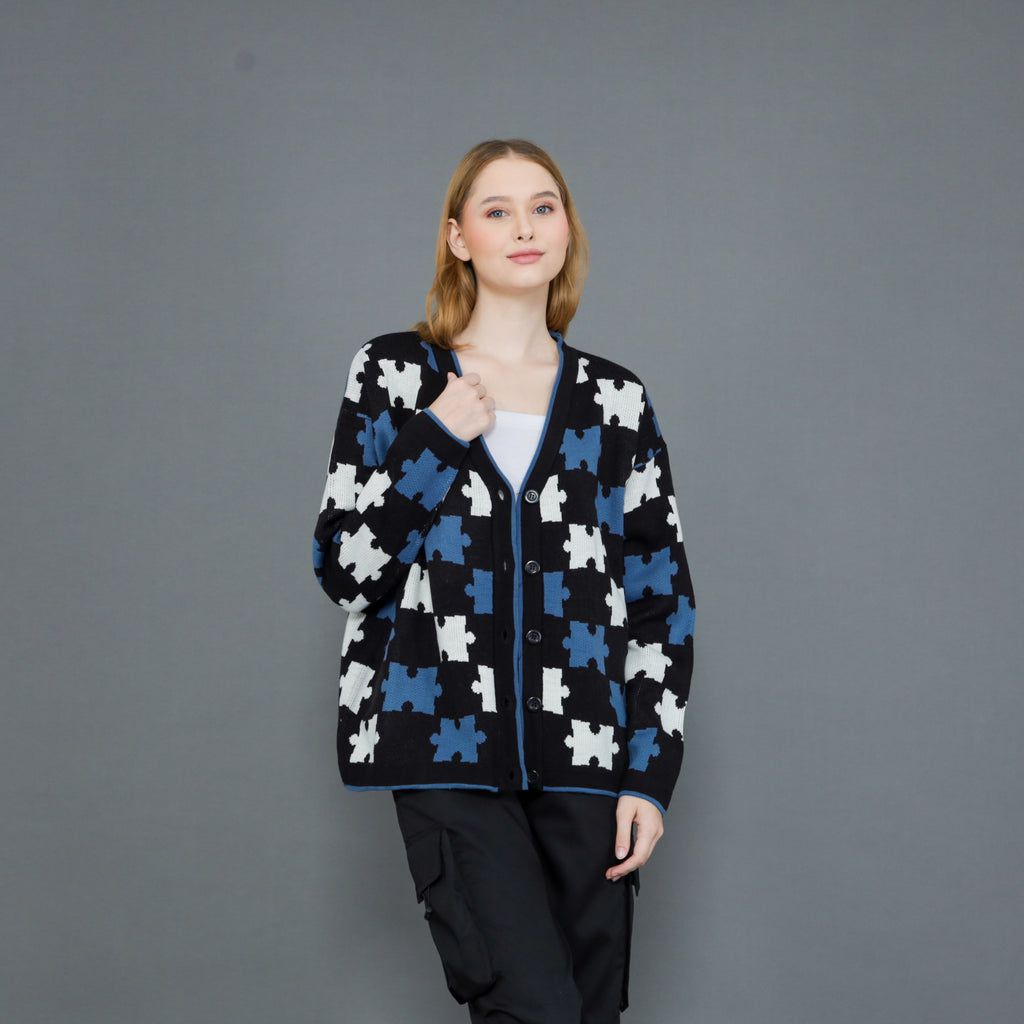 Jigsaw Mono Puzzle Cardigan Oversize Premium