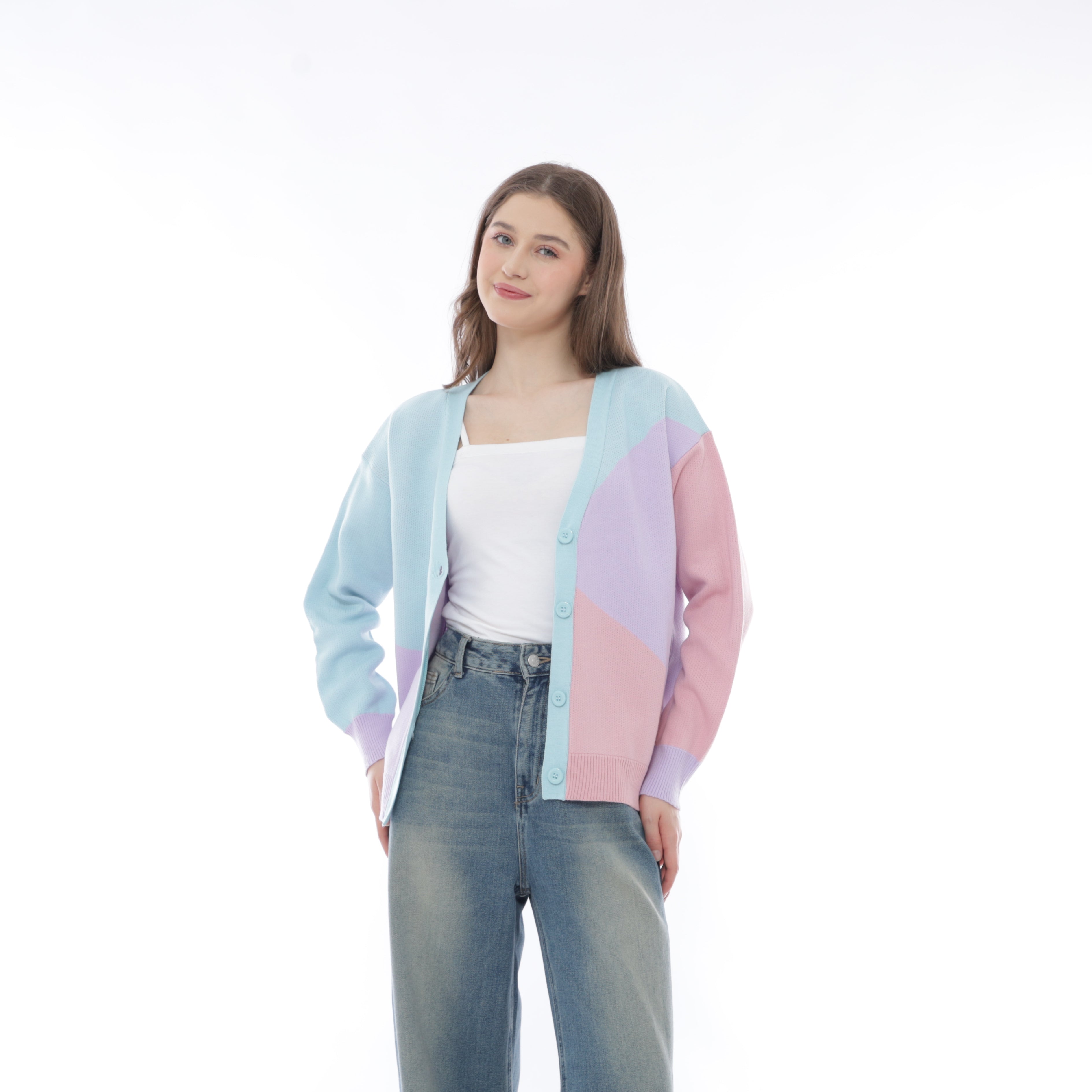 Aurora Cardigan Pastel Colorblock Knit Cardigan