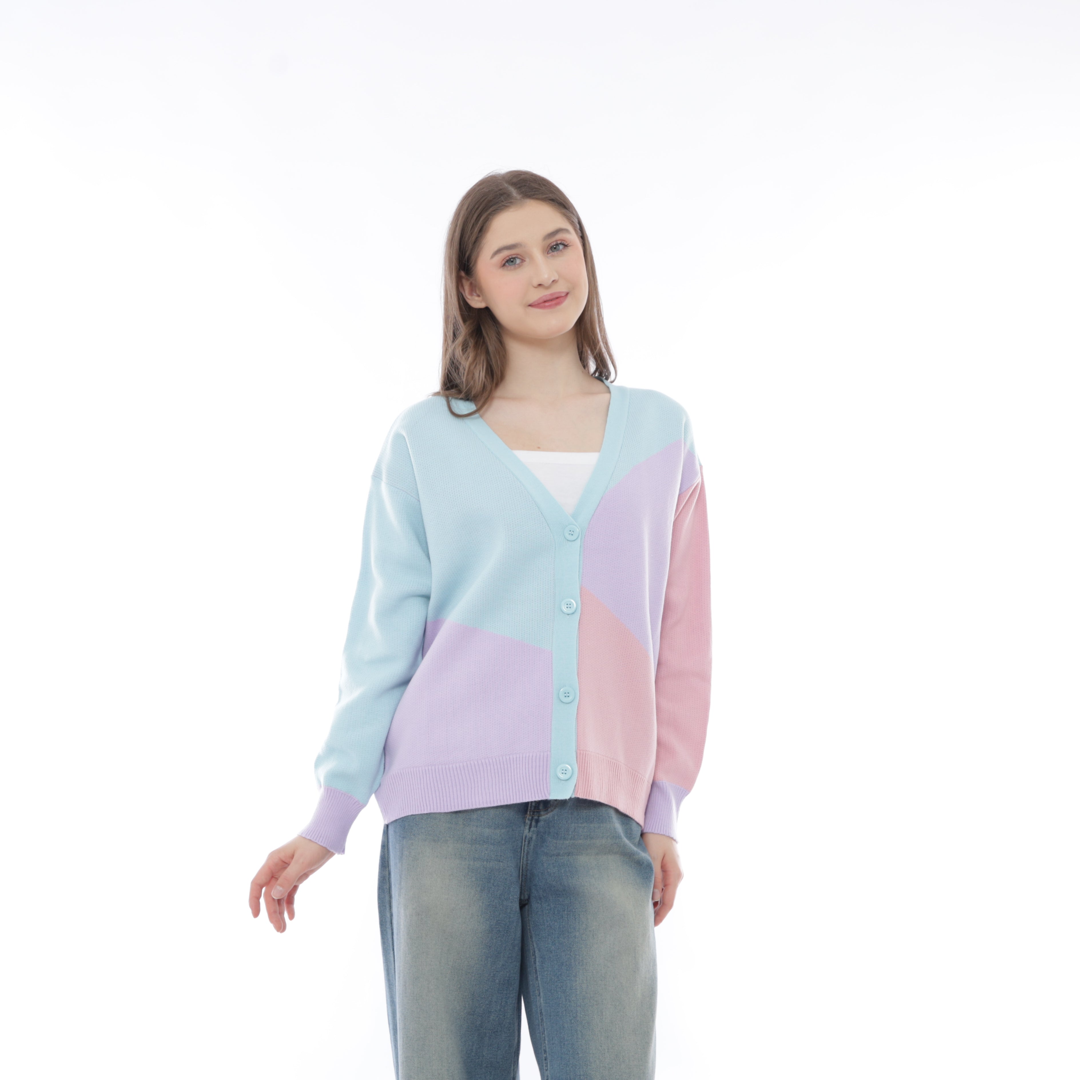 Aurora Cardigan Pastel Colorblock Knit Cardigan