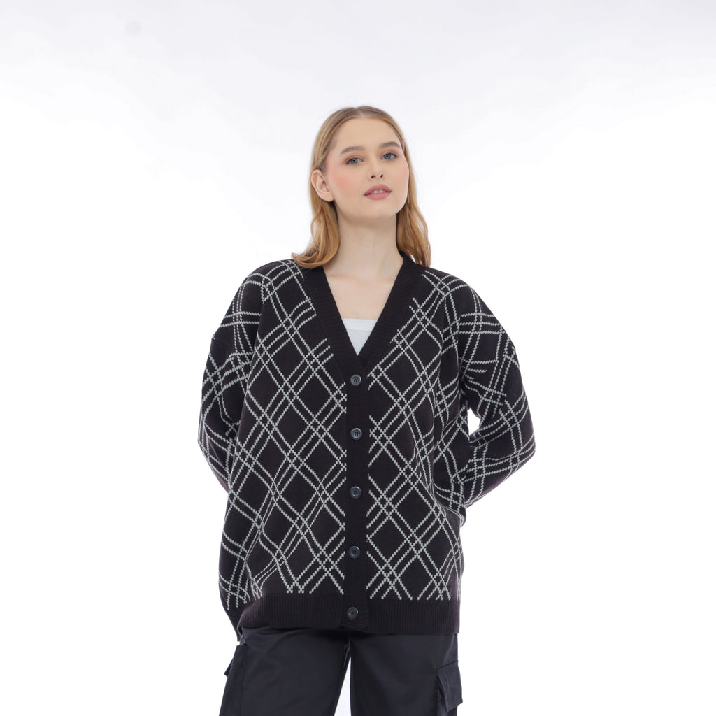 Noel Gridline Oversize Knit Cardigan