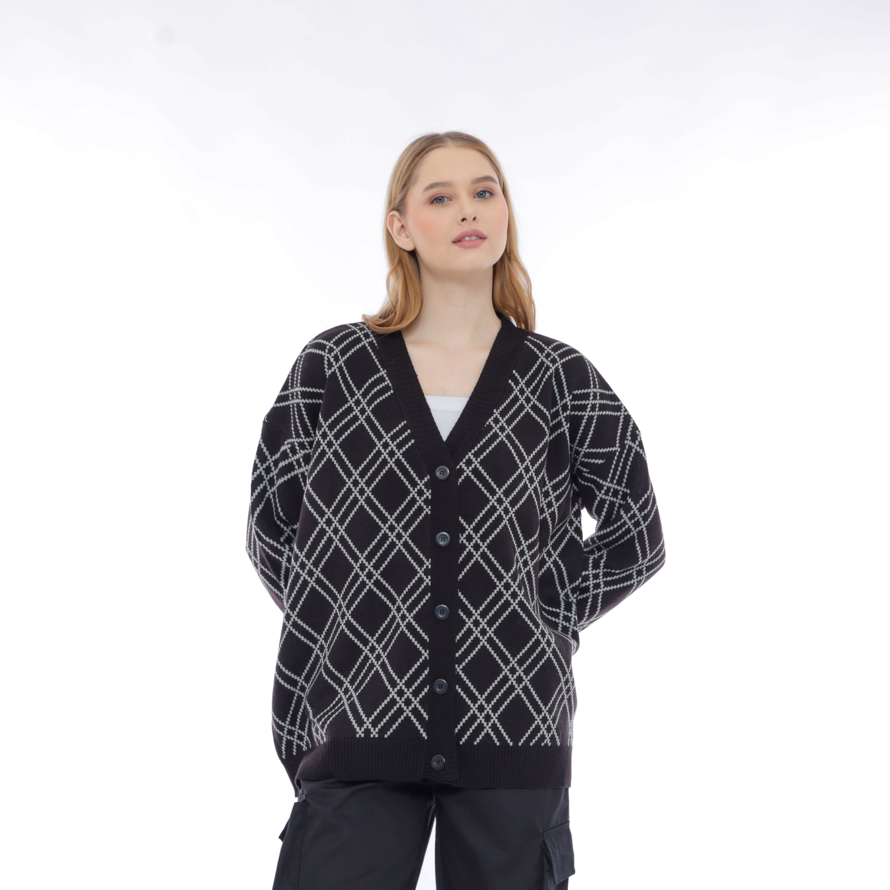 Noel Gridline Oversize Knit Cardigan