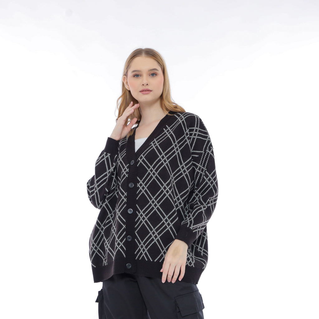 Noel Gridline Oversize Knit Cardigan