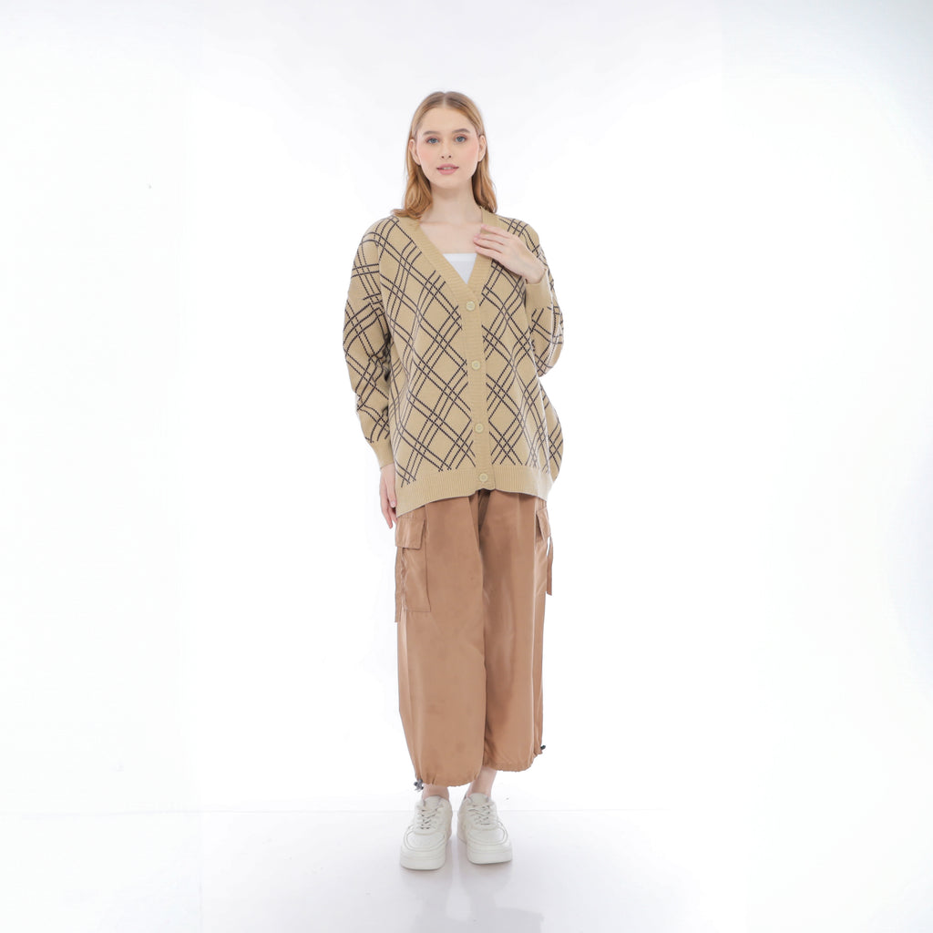 Noel Gridline Oversize Knit Cardigan