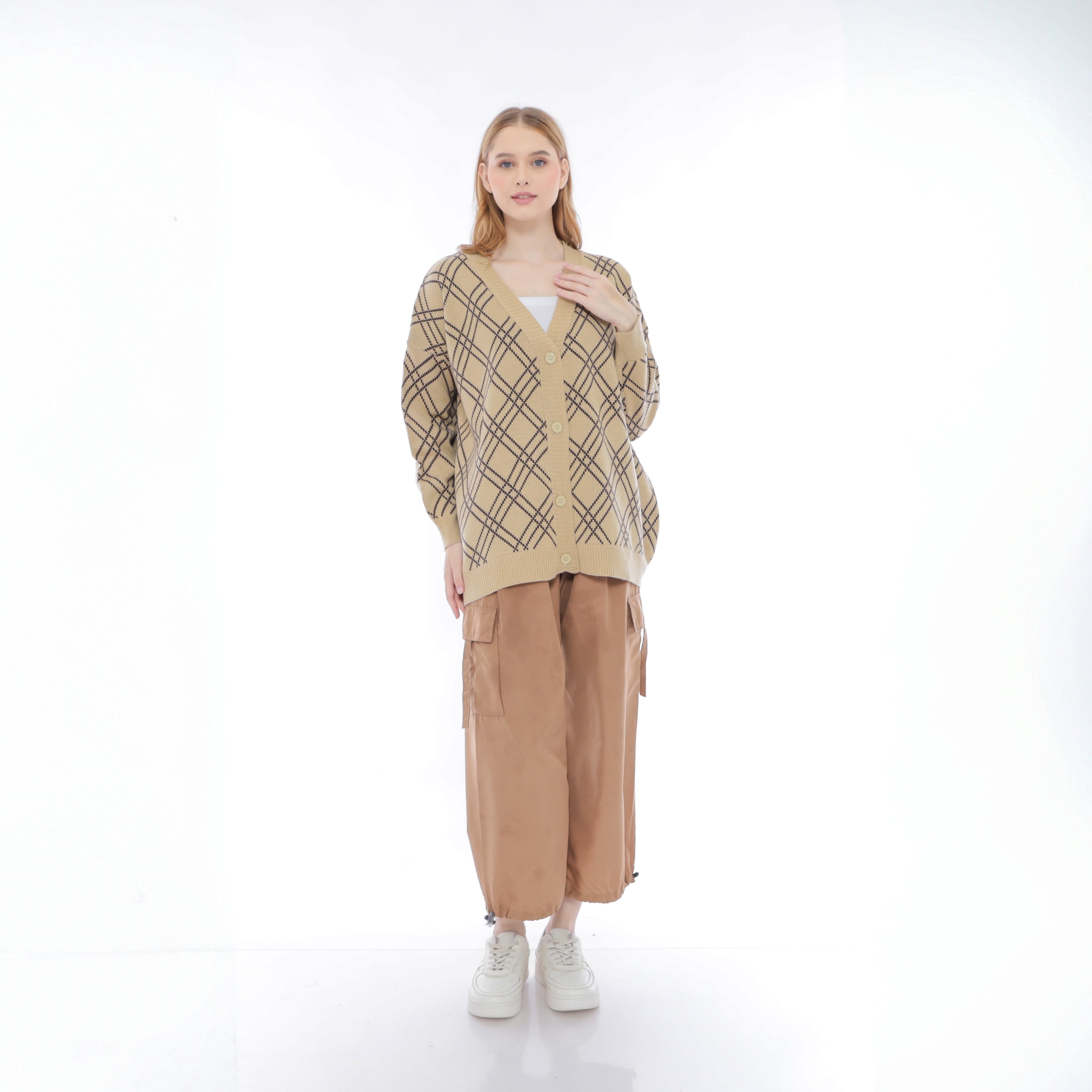 Noel Gridline Oversize Knit Cardigan