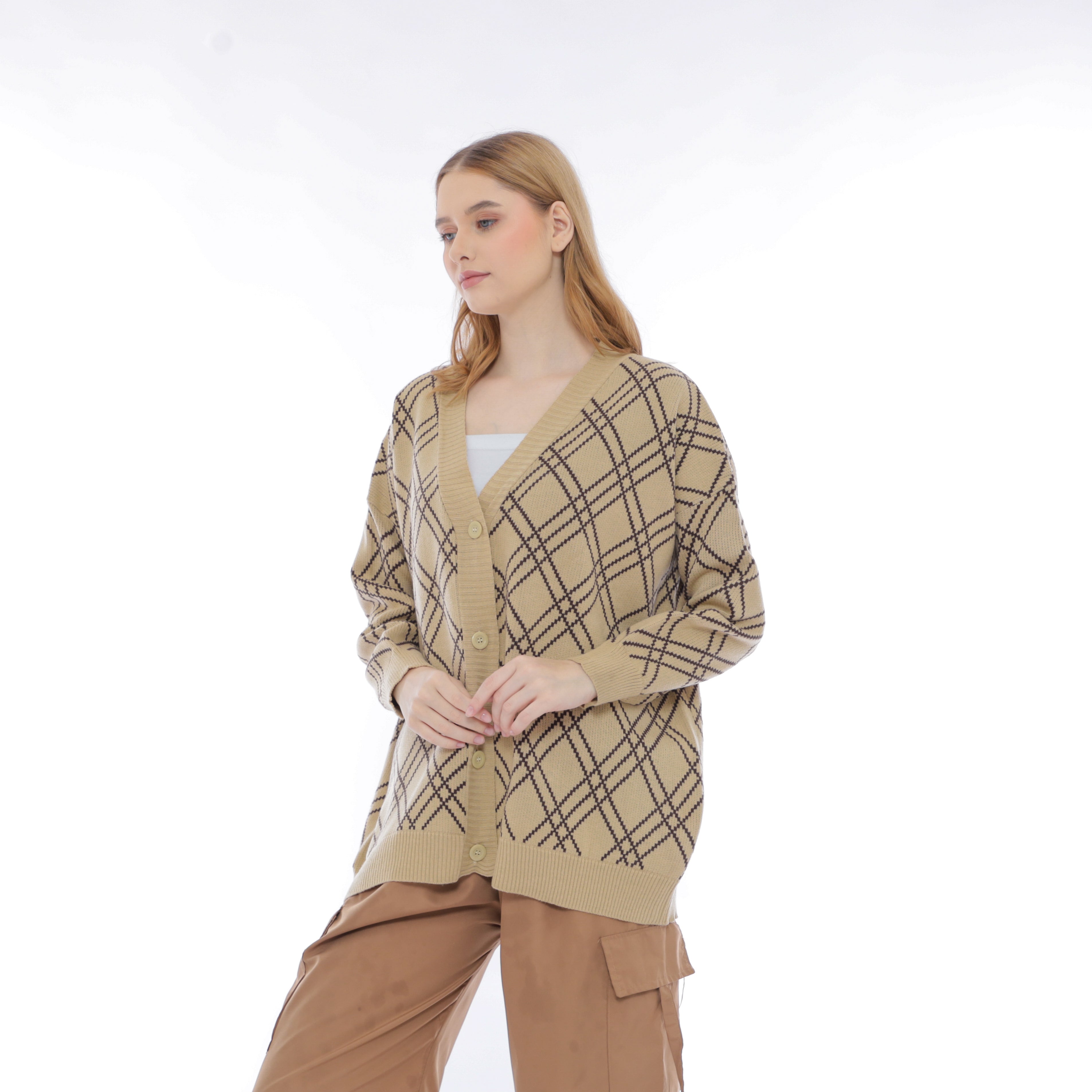 Noel Gridline Oversize Knit Cardigan