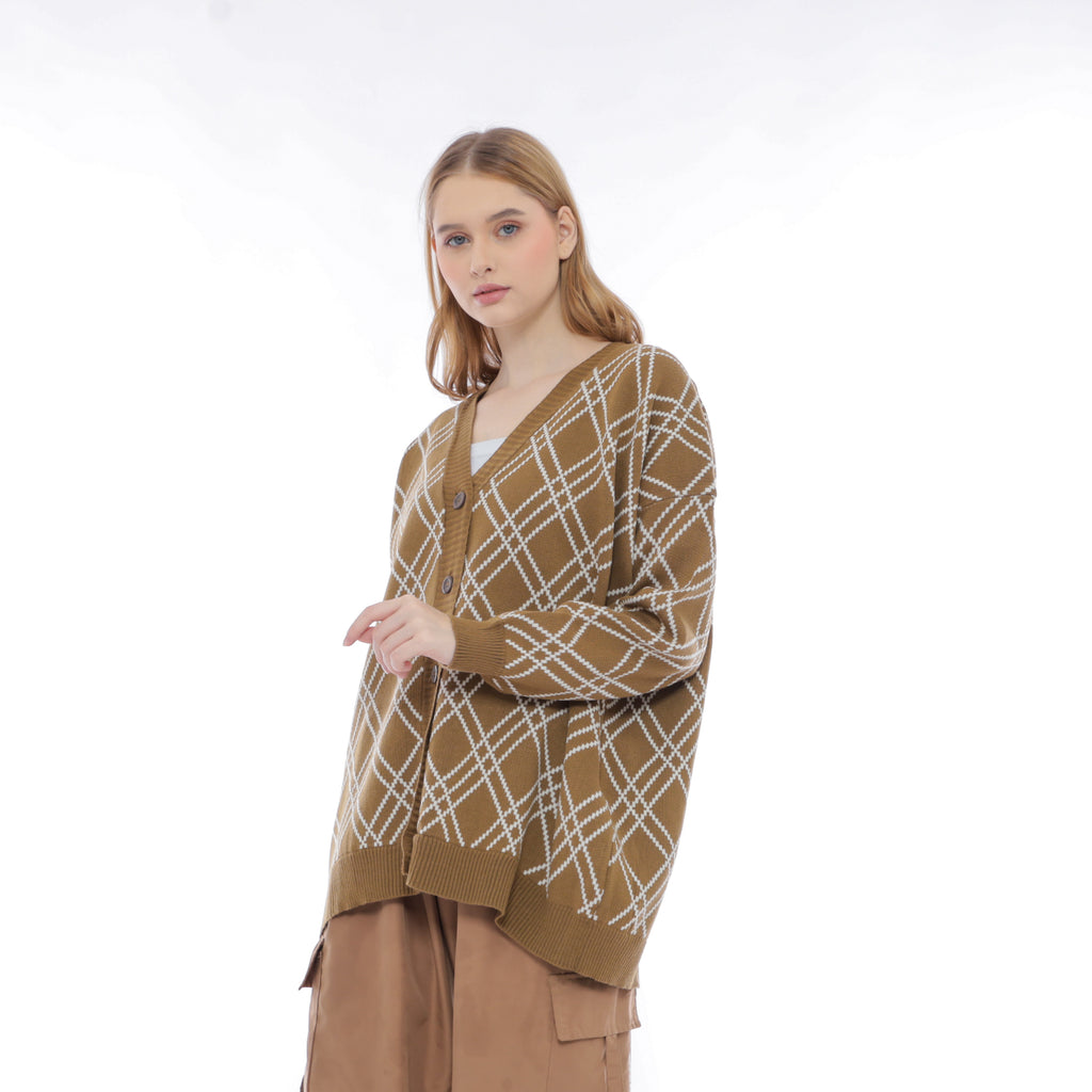 Noel Gridline Oversize Knit Cardigan