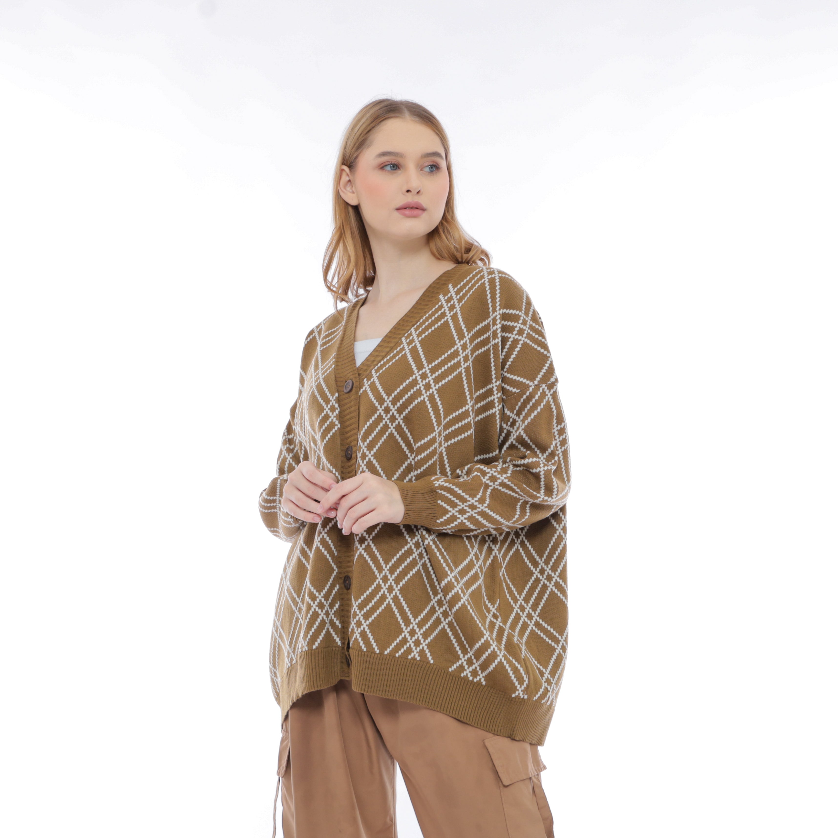 Noel Gridline Oversize Knit Cardigan