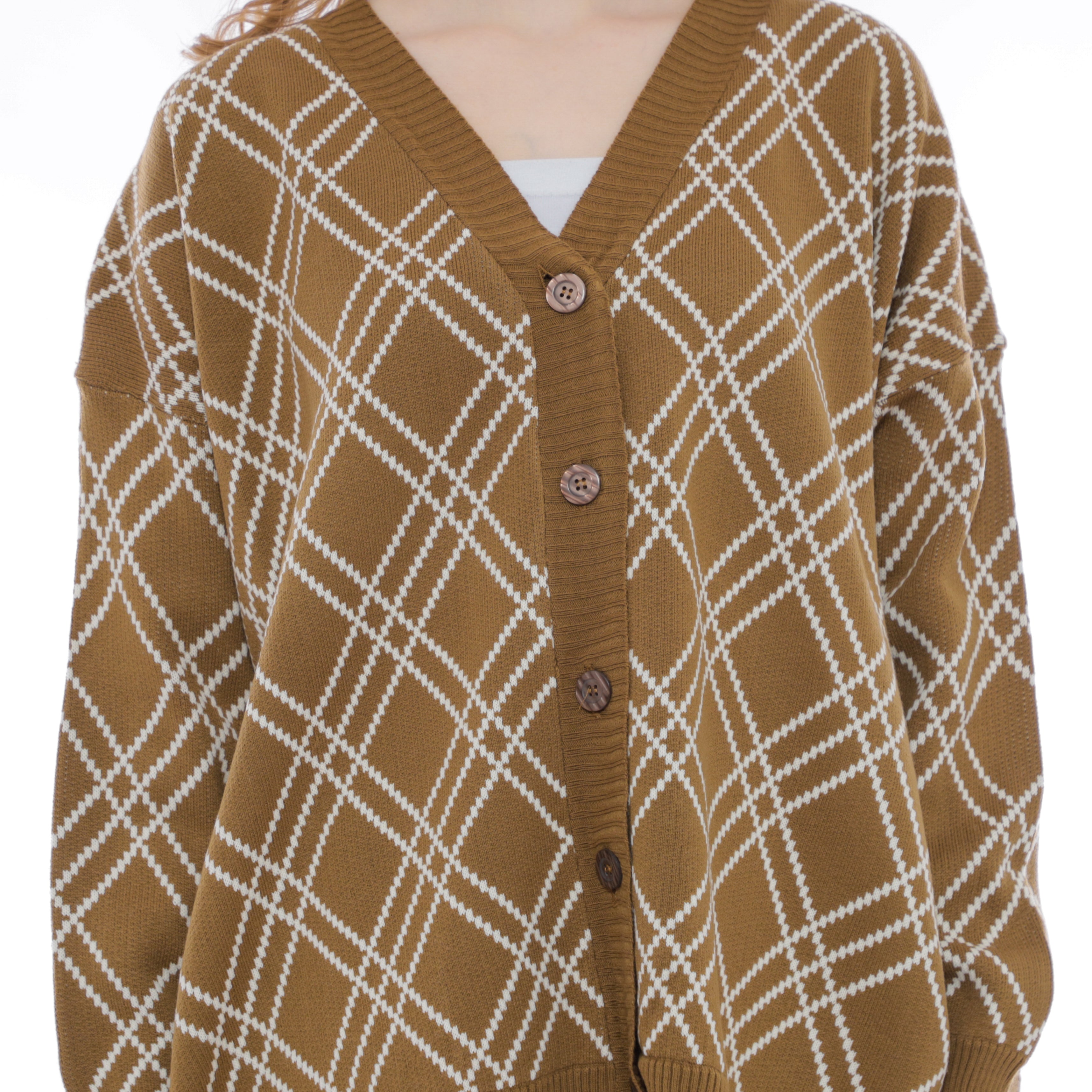 Noel Gridline Oversize Knit Cardigan