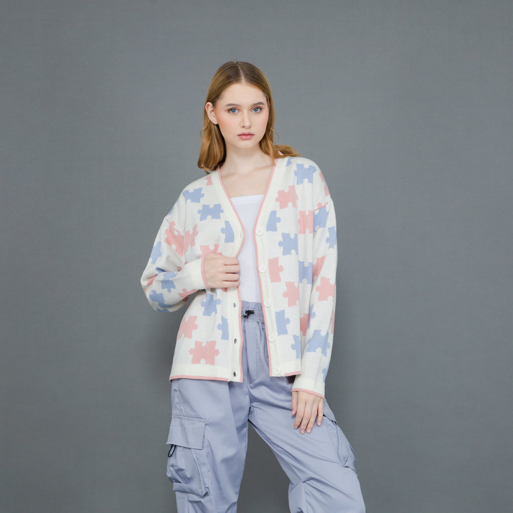 Jigsaw Mono Puzzle Cardigan Oversize Premium