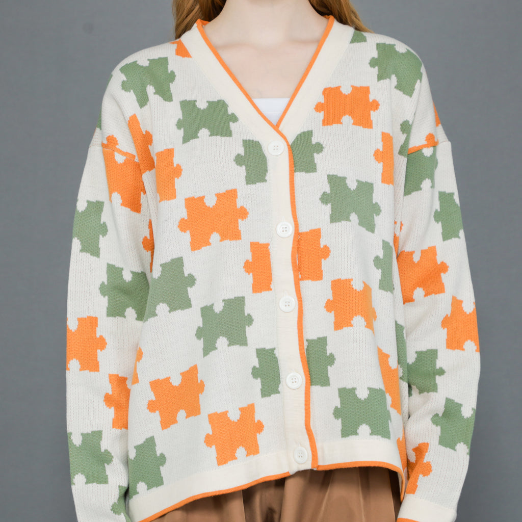 Jigsaw Mono Puzzle Cardigan Oversize Premium