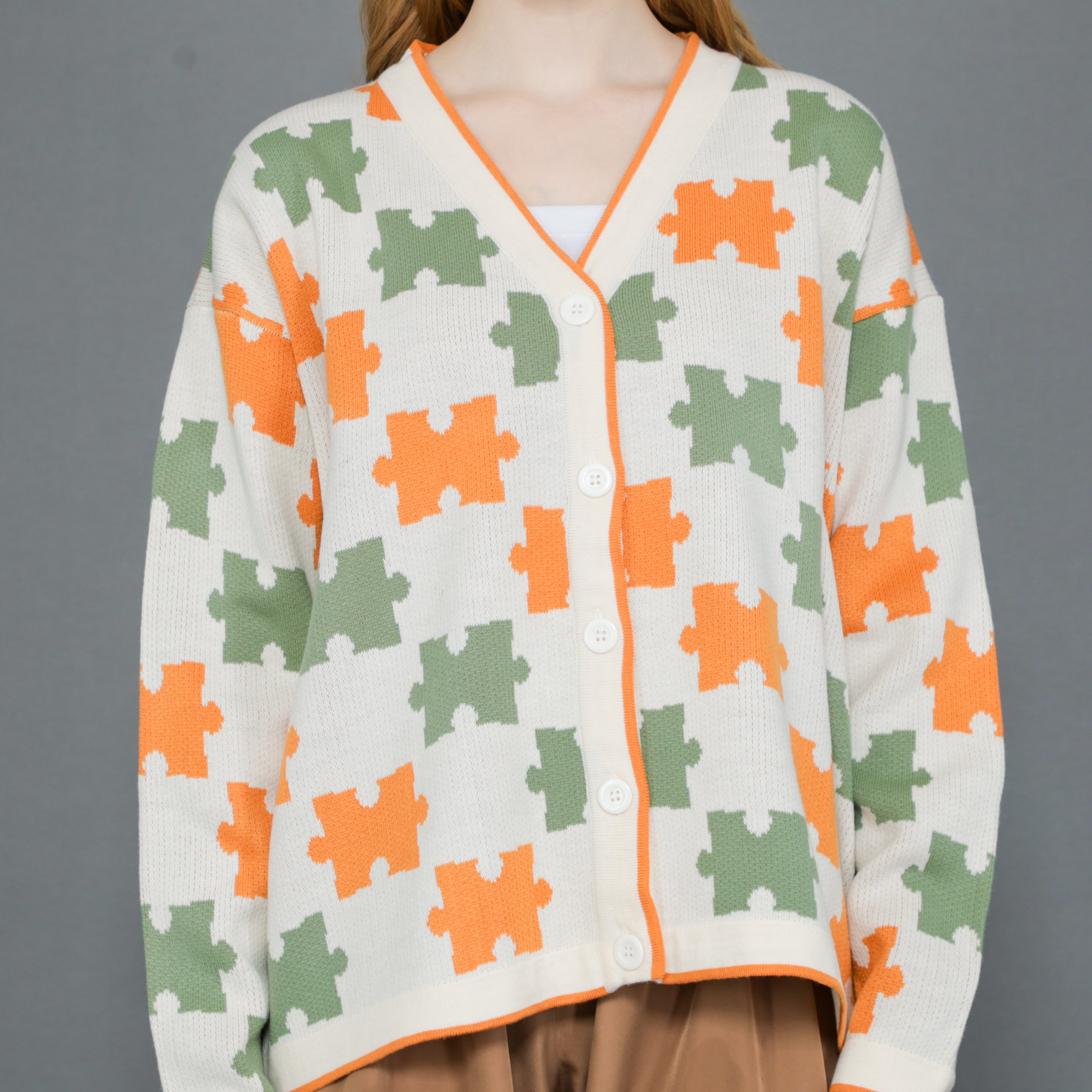 Jigsaw Mono Puzzle Cardigan Oversize Premium