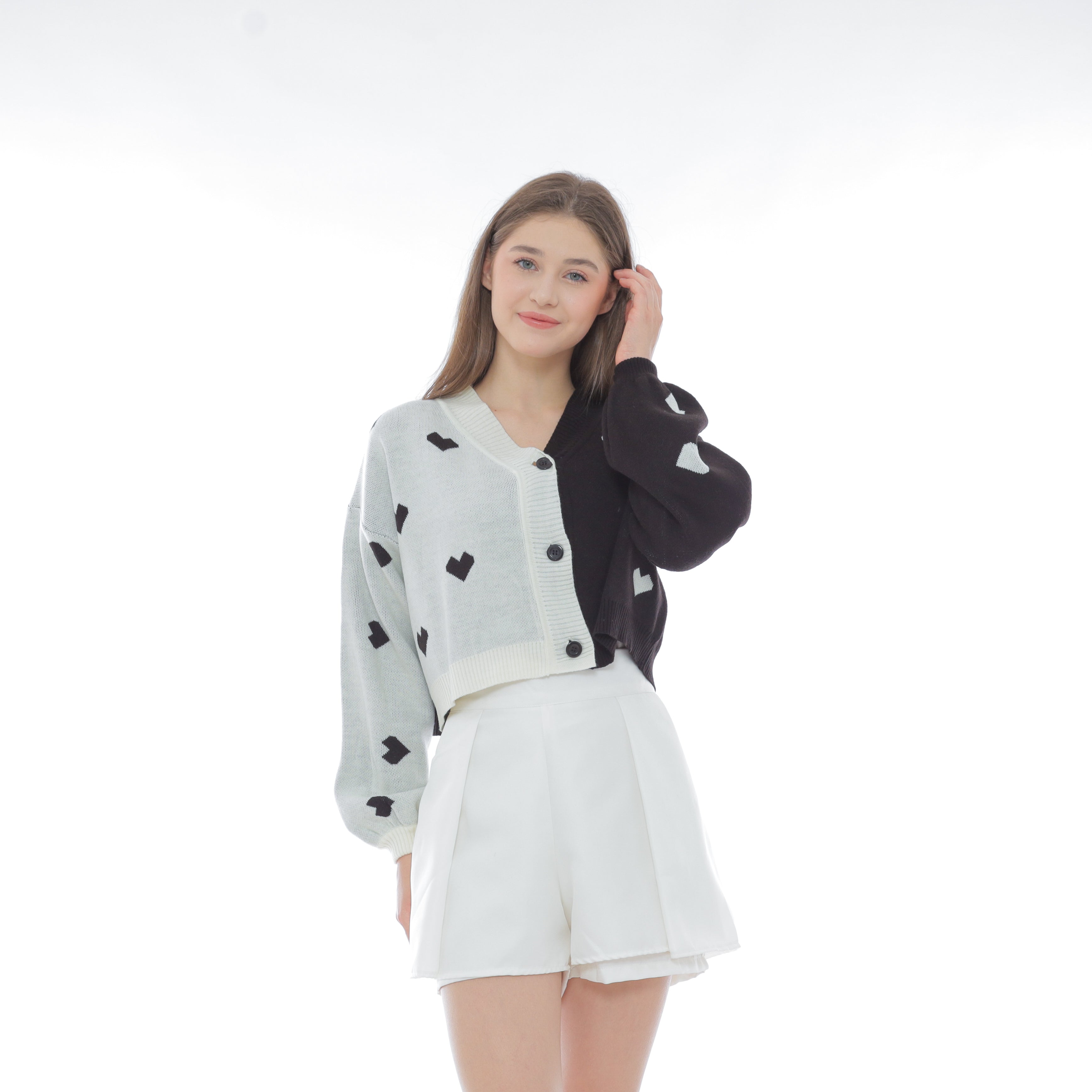 Cupid Two Tone Crop Knit Cardigan