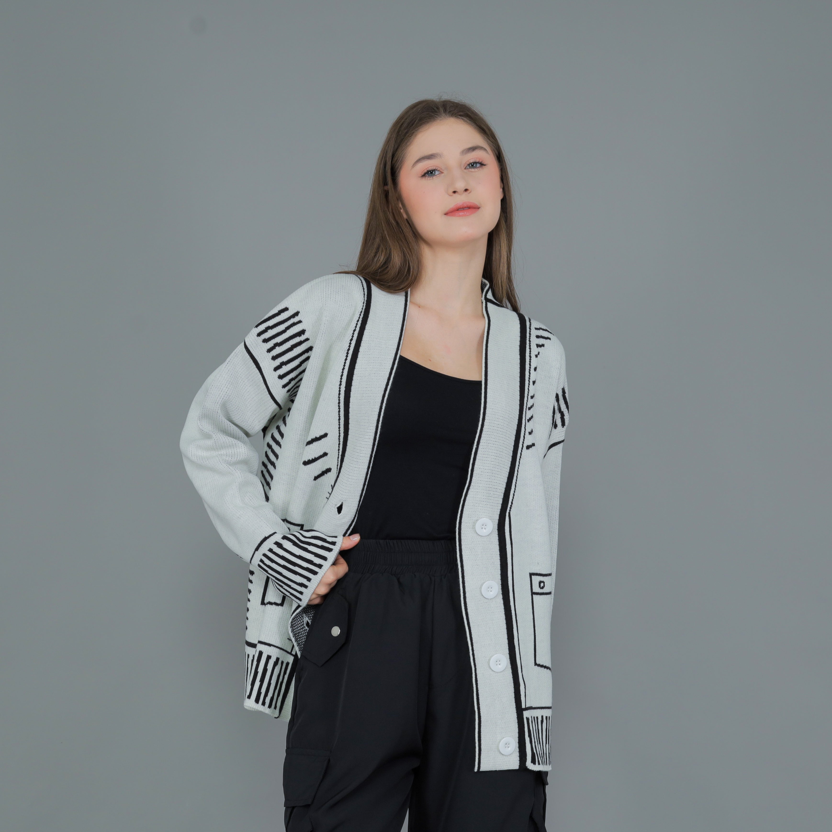 Arty Sketch Oversize Knit Cardigan