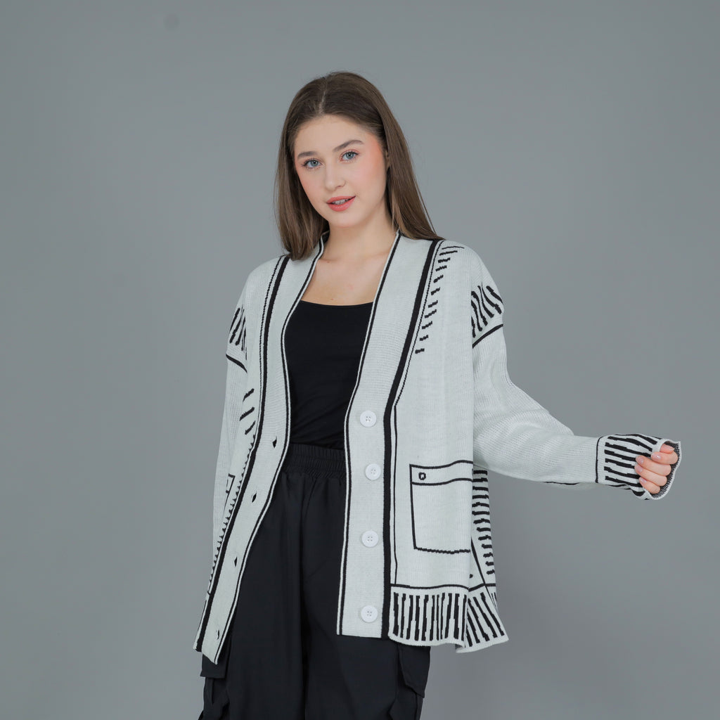 Arty Sketch Oversize Knit Cardigan