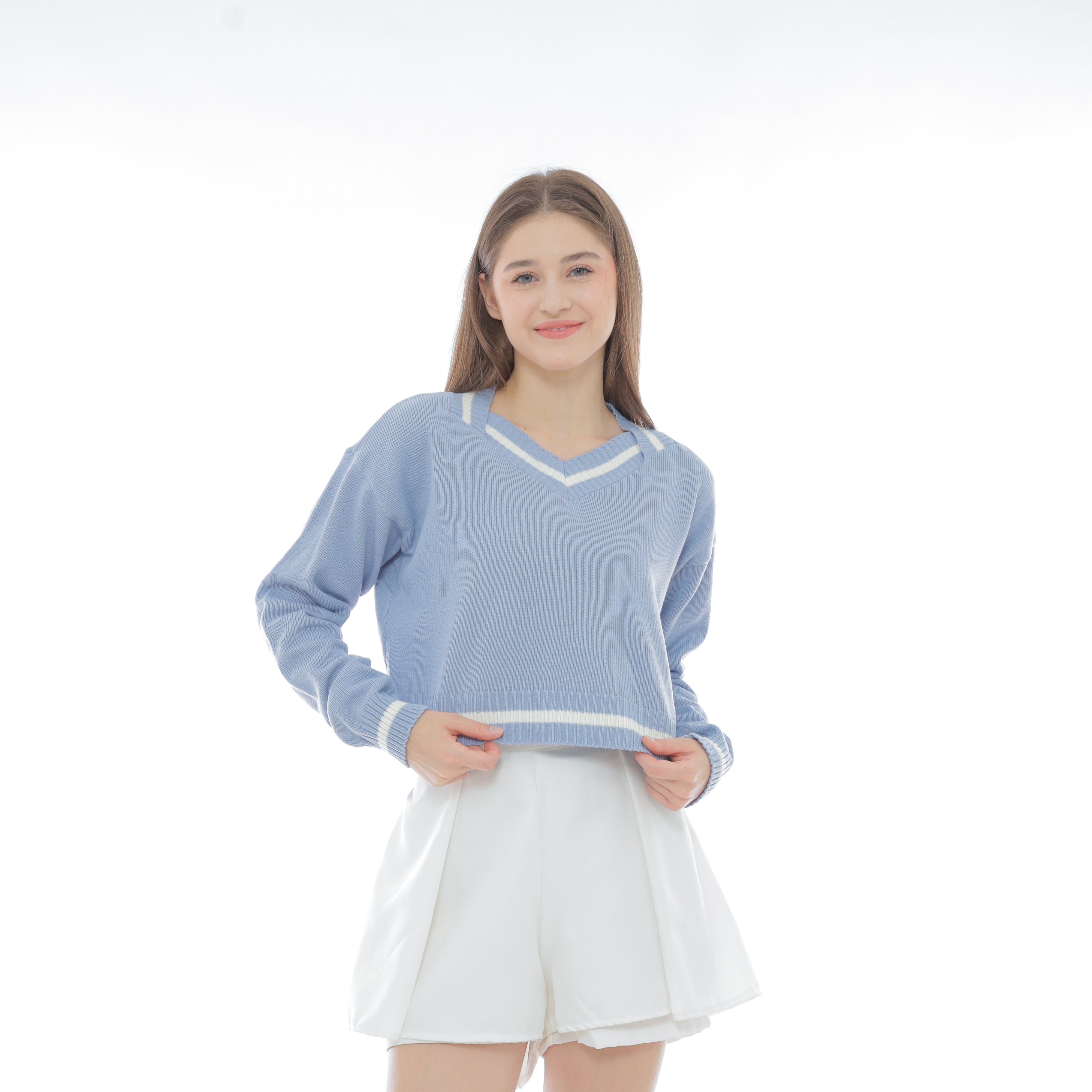 Kiyomi V-Neck Crop Knit Sweater