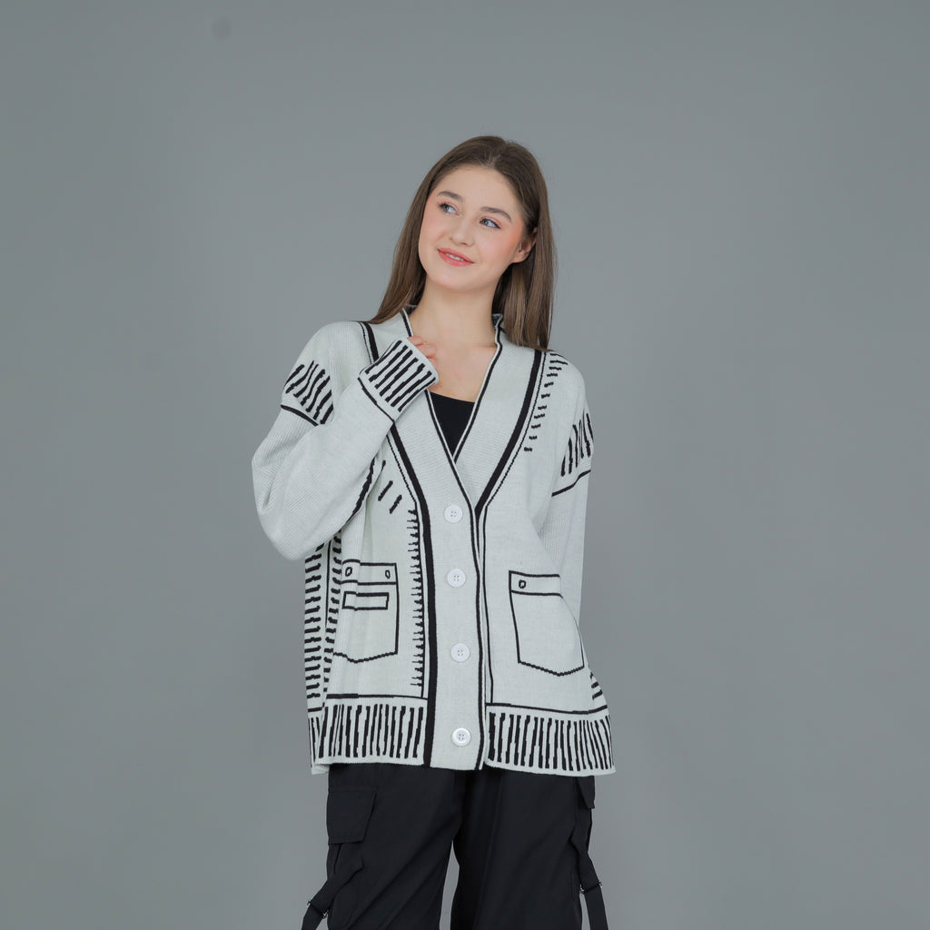 Arty Sketch Oversize Knit Cardigan